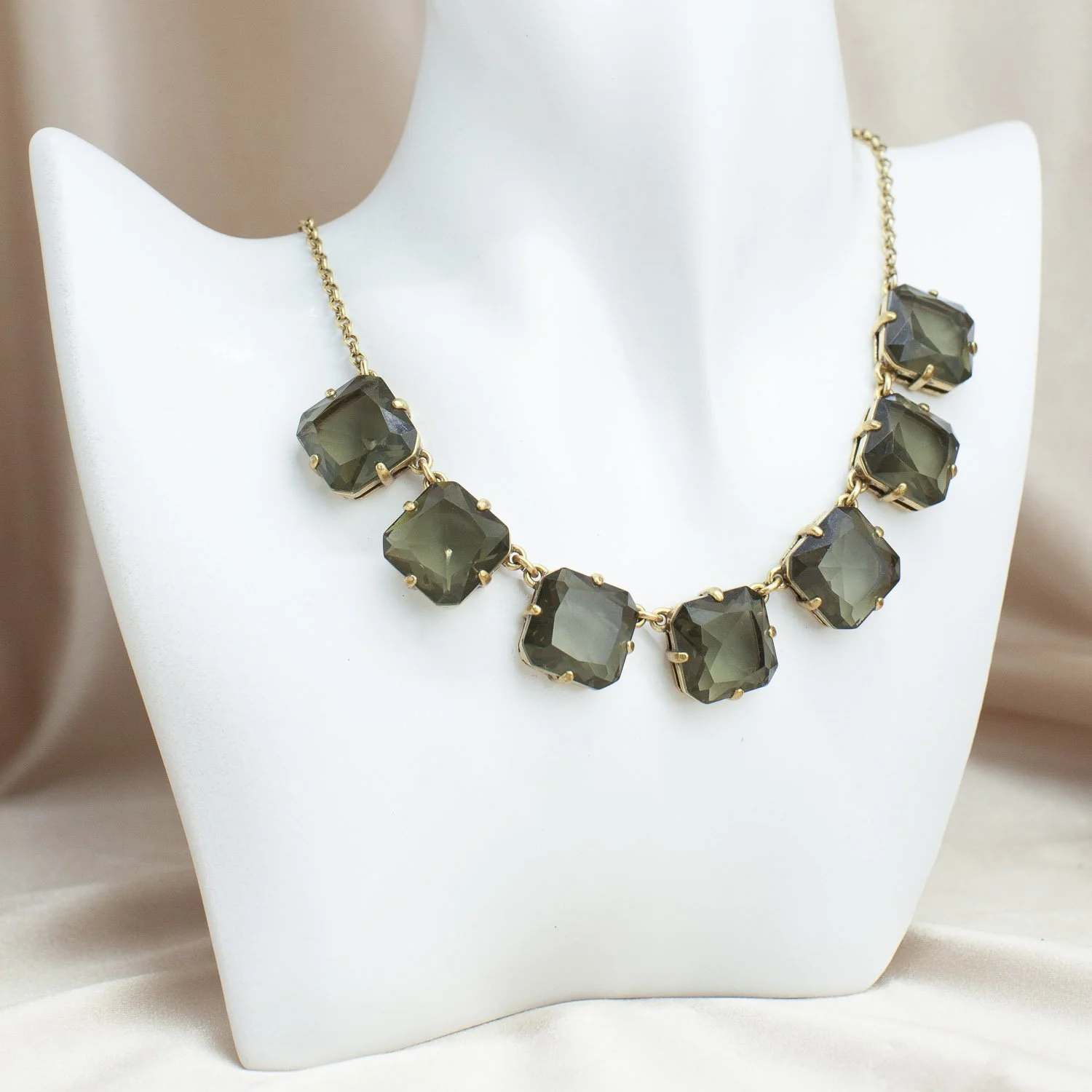 J.Crew Smoky Green Crystal Statement Necklace