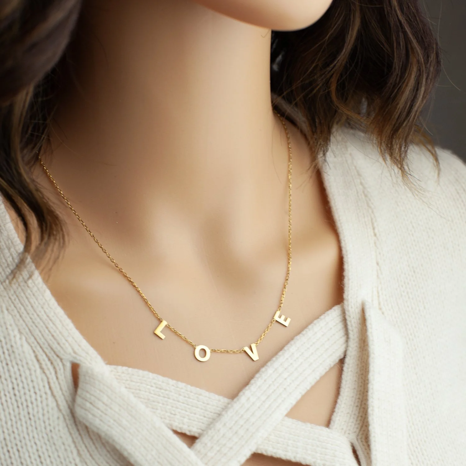 Dainty Sterling Silver LOVE Necklace