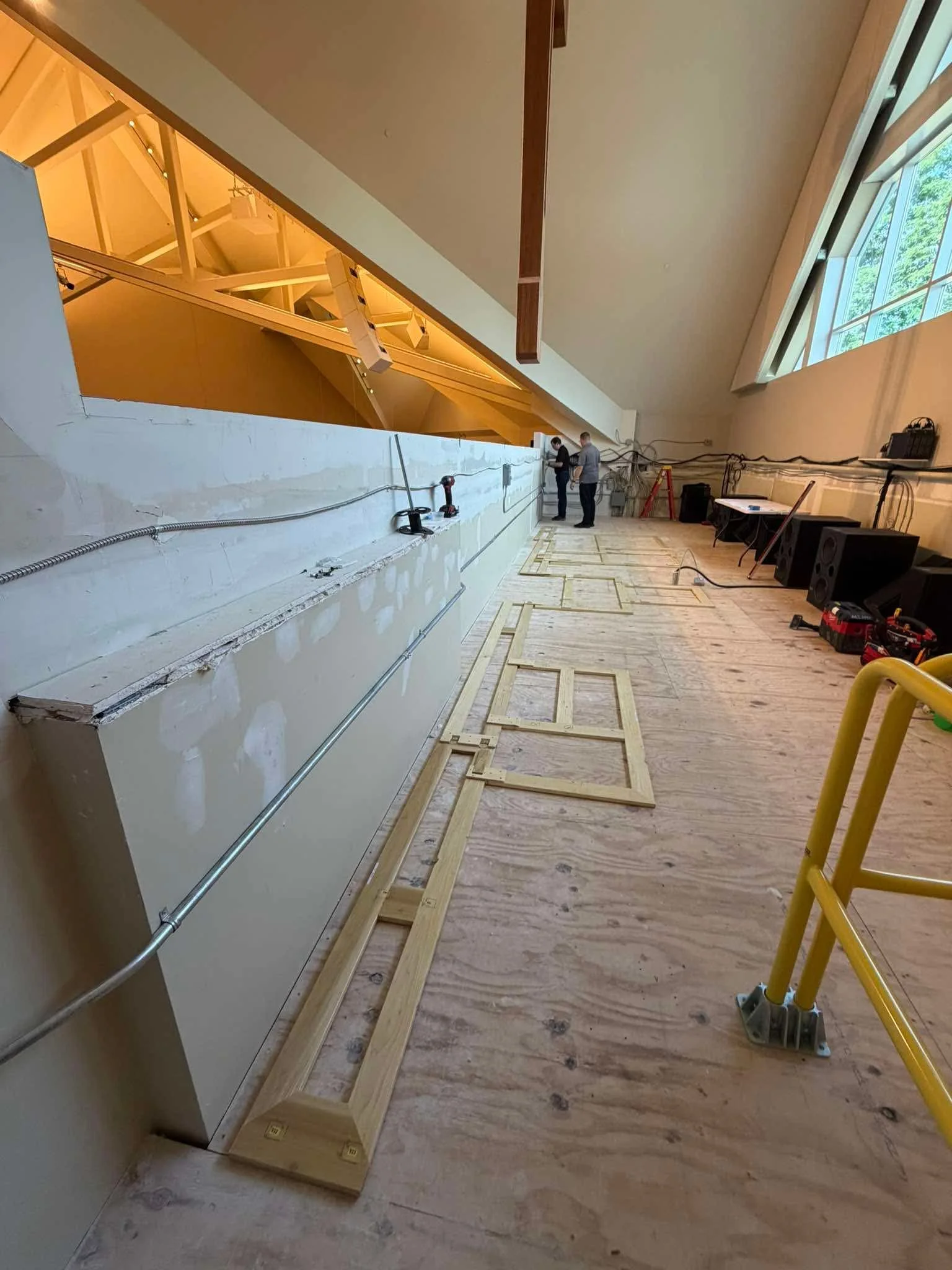 Floor frame installed and screwed down. Everything is placed on top of this.