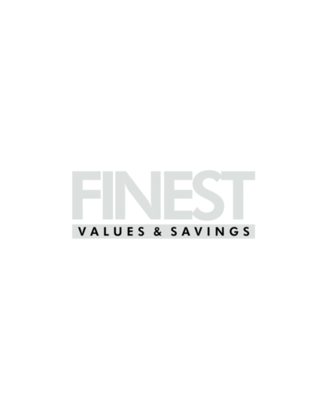 Logo with the words 'FINEST VALUES & SAVINGS' in gray and black text.