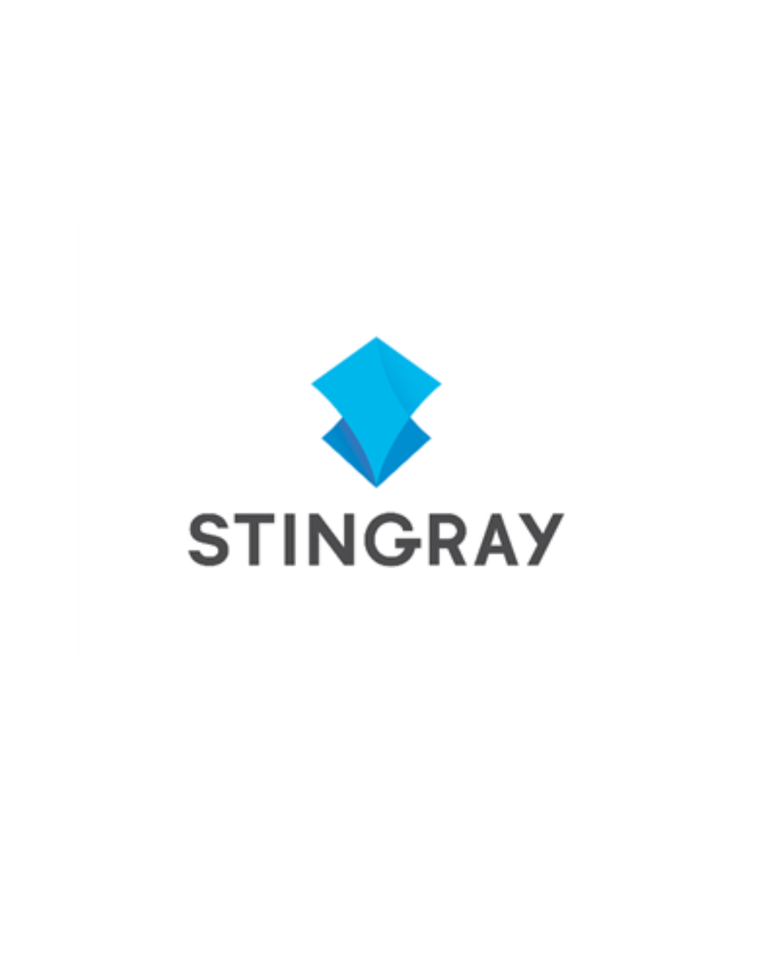 Stingray logo with a blue, geometric, diamond-shaped symbol above the word "STINGRAY" in black uppercase letters.