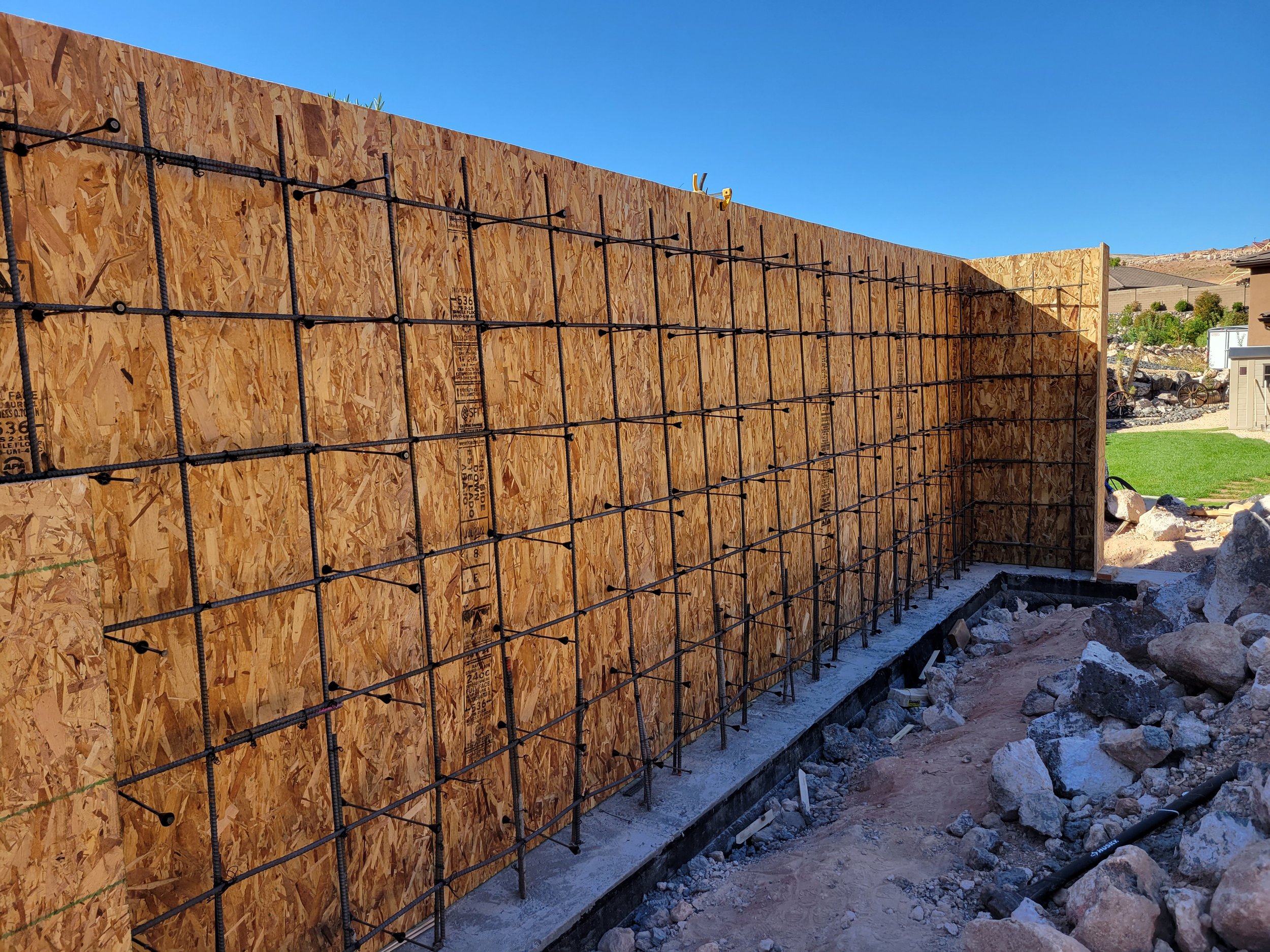 back wall of added garage/man cave