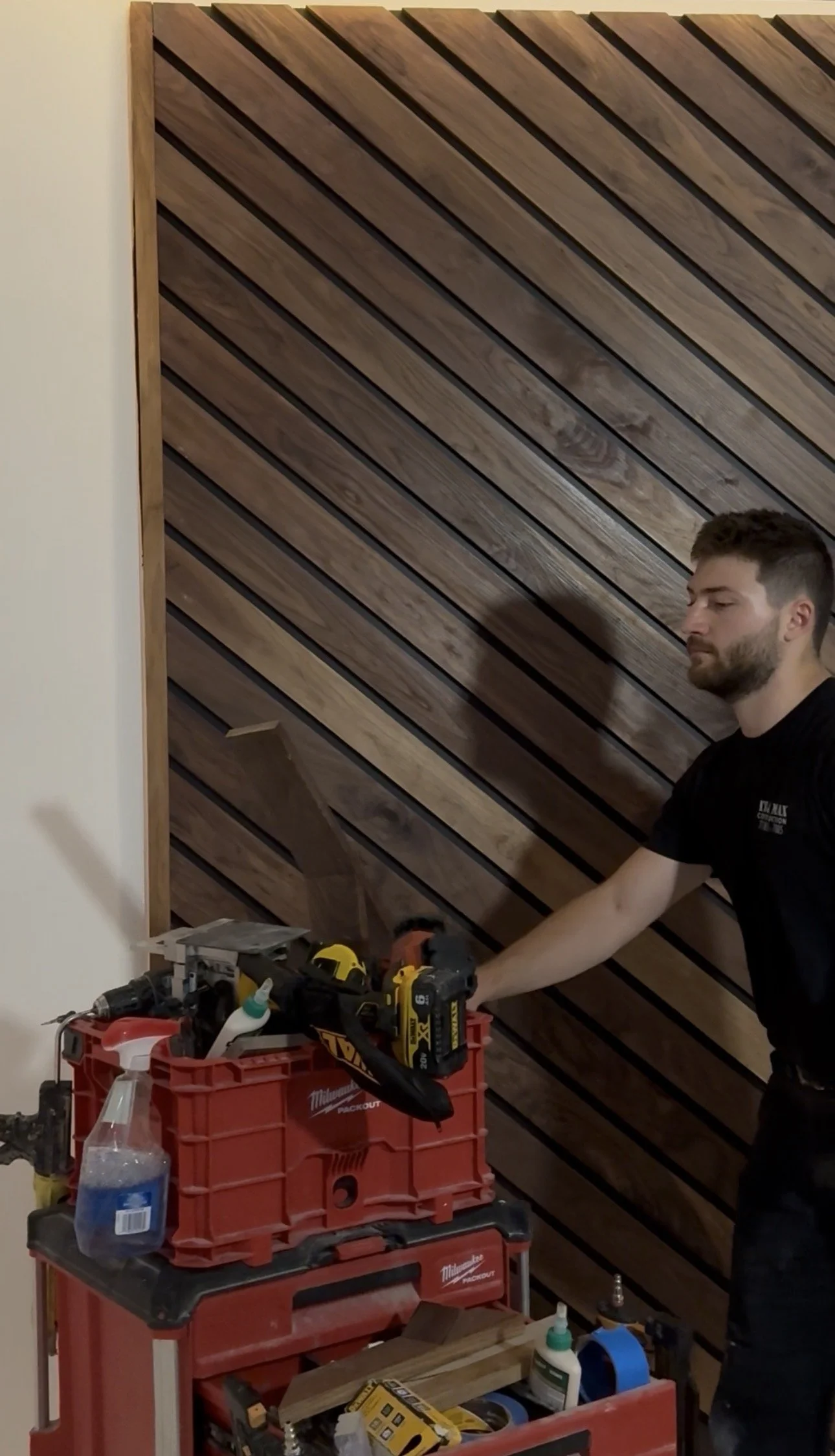 Custom Walnut Slat Accent Walls