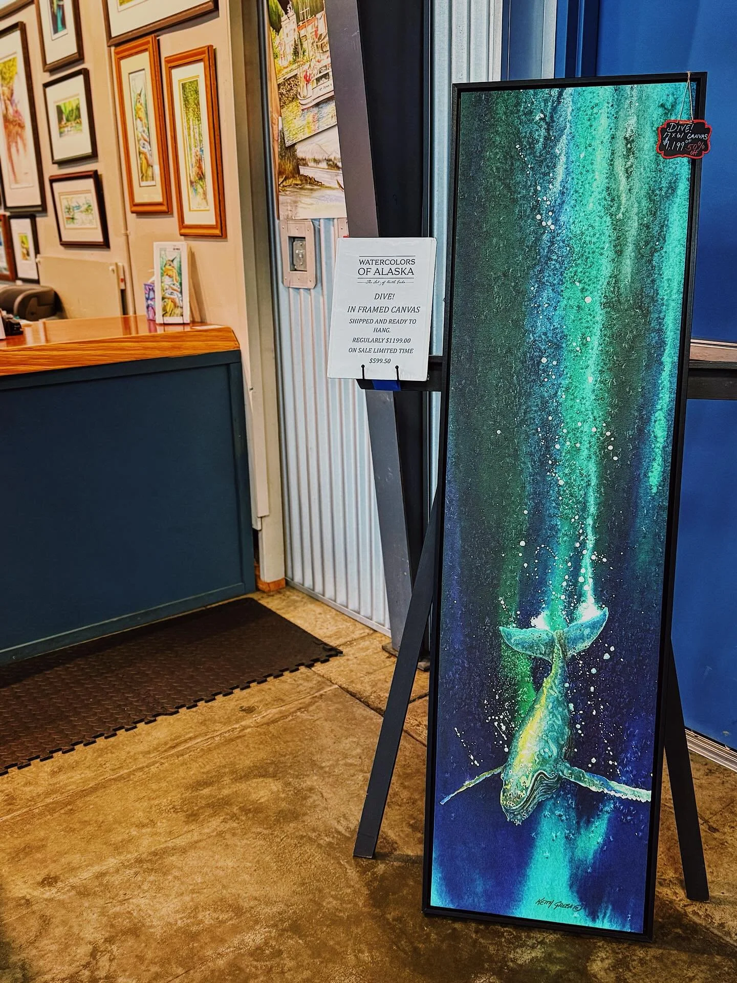Size matters&hellip;..at least when it comes to art!  This 17x61 showpiece is a bold, custom take on Keith Greba&rsquo;s &ldquo;Dive&rdquo;. Take the plunge and bring it home, or admire it in all its glory at the gallery. Craving a different size? We