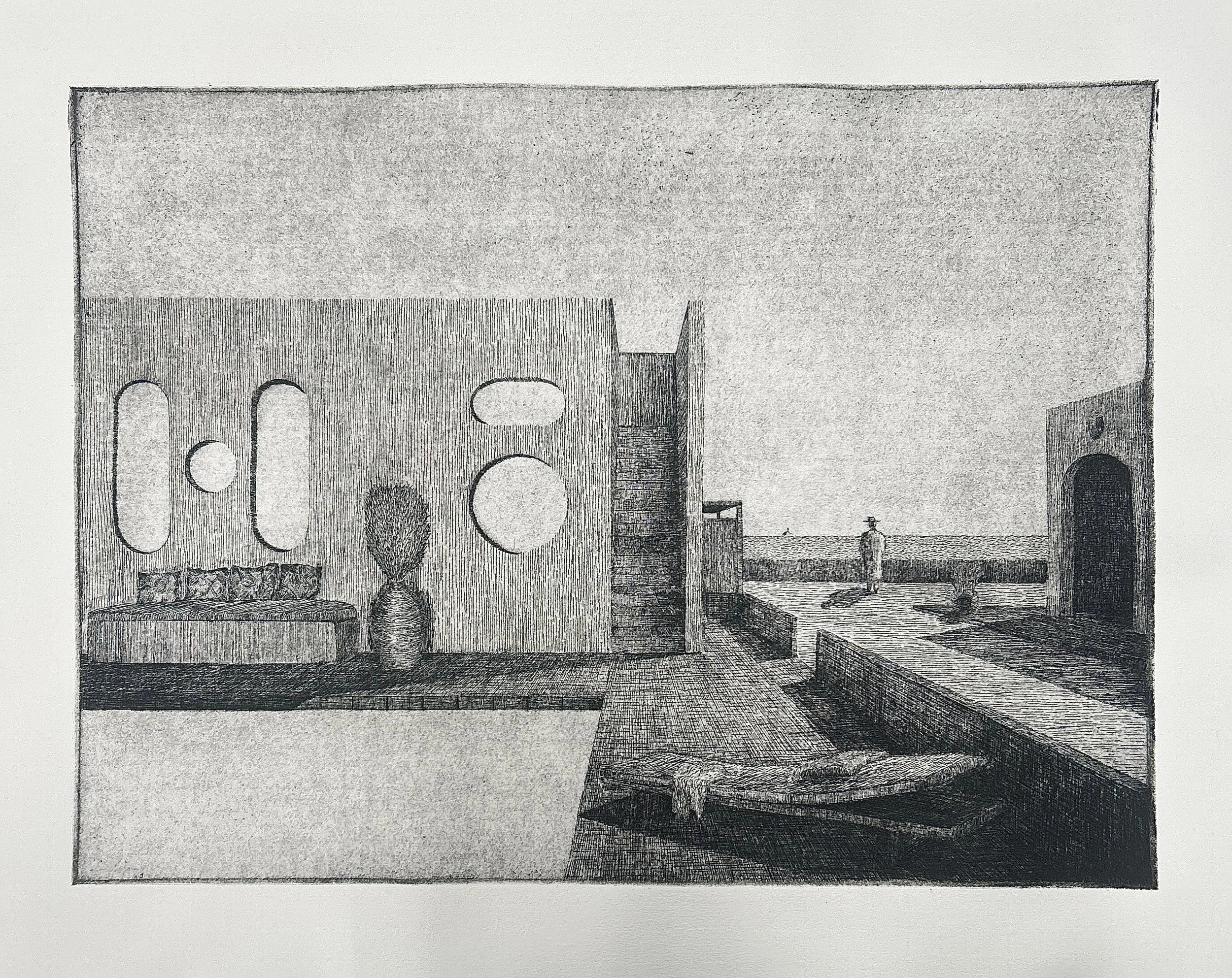"In Passing" - Etching from zinc - 18x24in