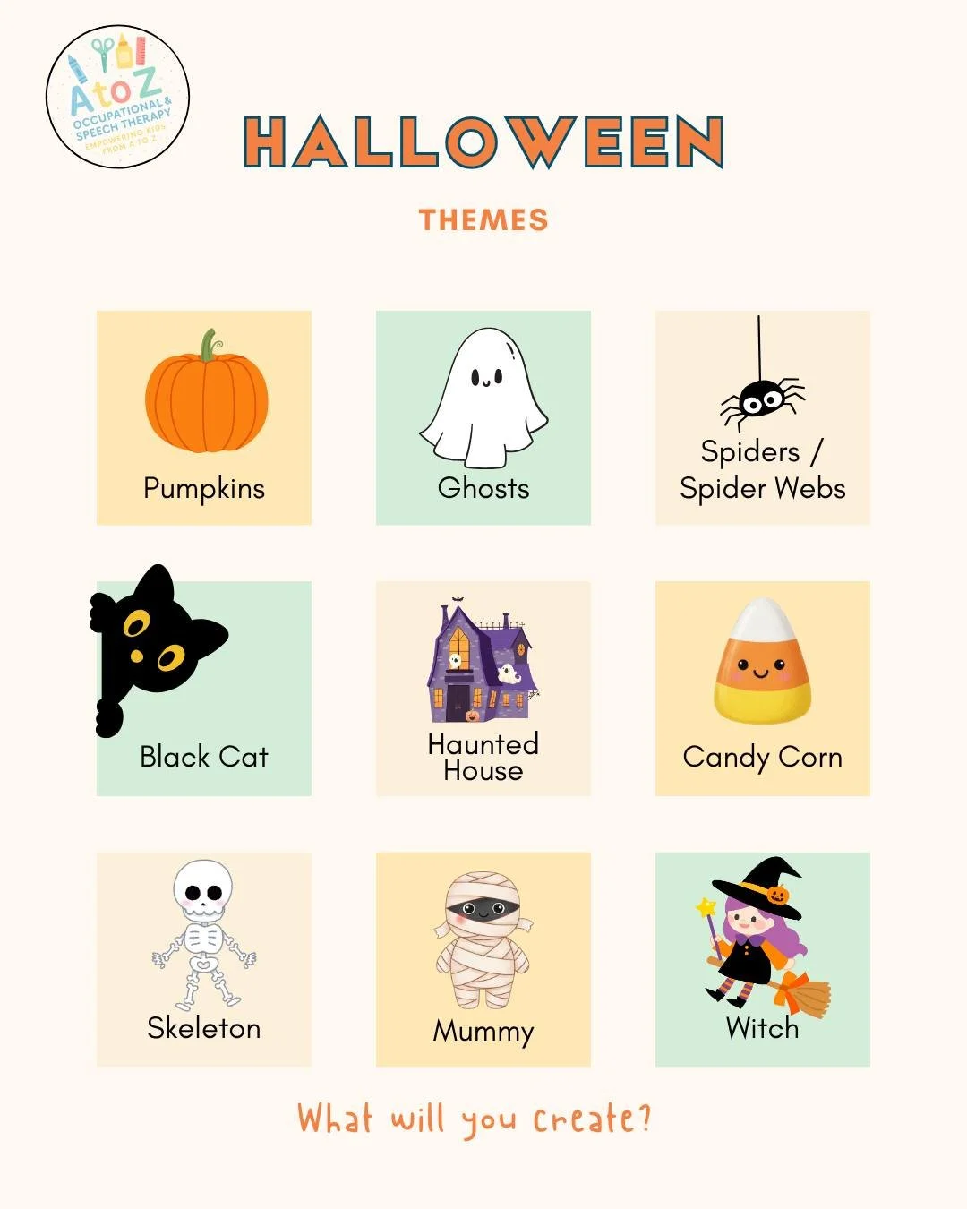 The ghosts and goblins have arrived in the clinic! 👻 October is here, bringing a fresh wave of themes to boost engagement. What Halloween-inspired activity will you try this week to work on core skills? 

Share your genius ideas&mdash;whether it&rsq