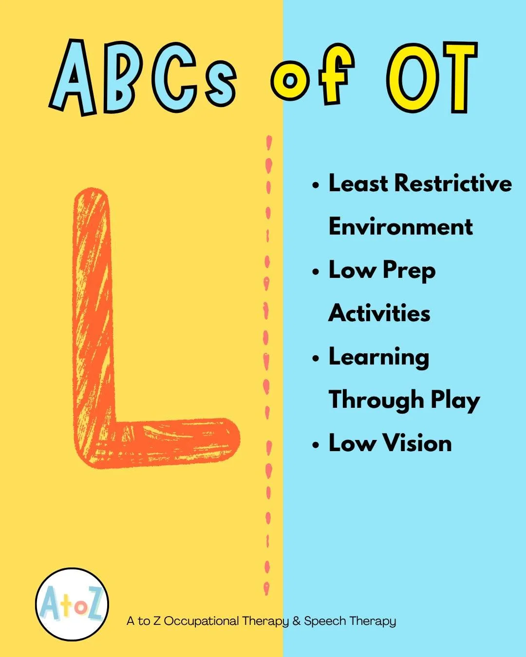 In Occupational Therapy, we believe that the environment and the approach make all the difference. Here is how the L&rsquo;s of OT create a path to success:

1️⃣ Least Restrictive Environment (LRE)
This is a cornerstone of school-based OT. LRE is the