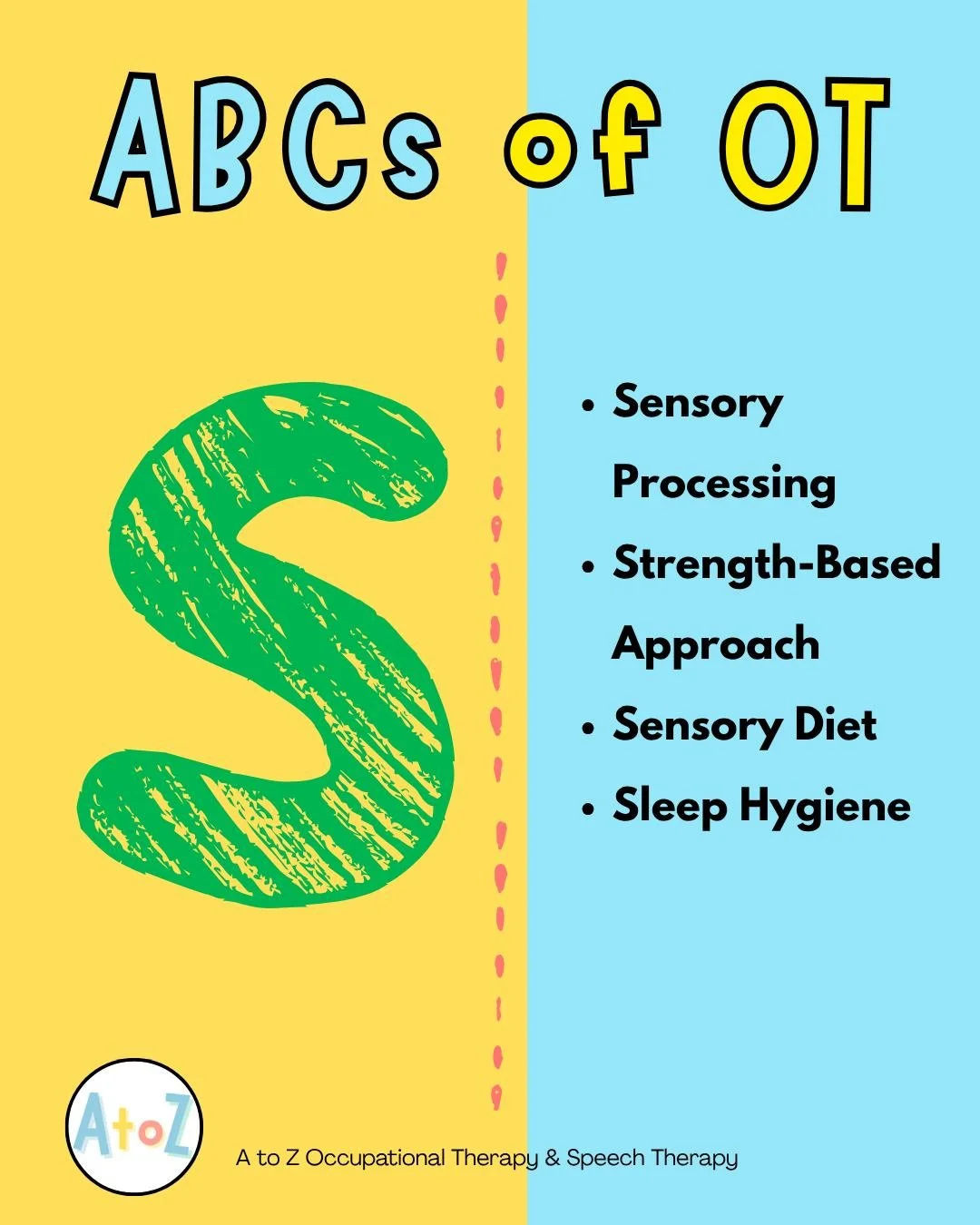In Occupational Therapy, we focus on the "Why" behind the behavior and the "Strength" within the individual. Here is how the S&rsquo;s of OT make an impact:

1️⃣ Sensory Processing
This is how our brain receives, organizes, and re