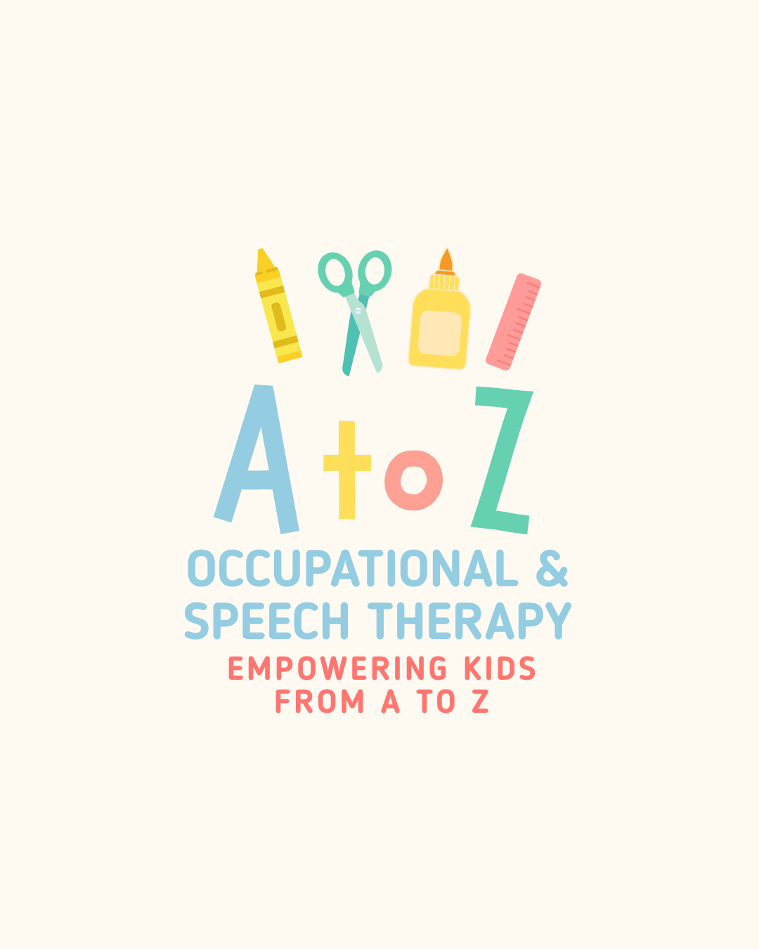 Logo with a pencil, scissors, glue and ruler