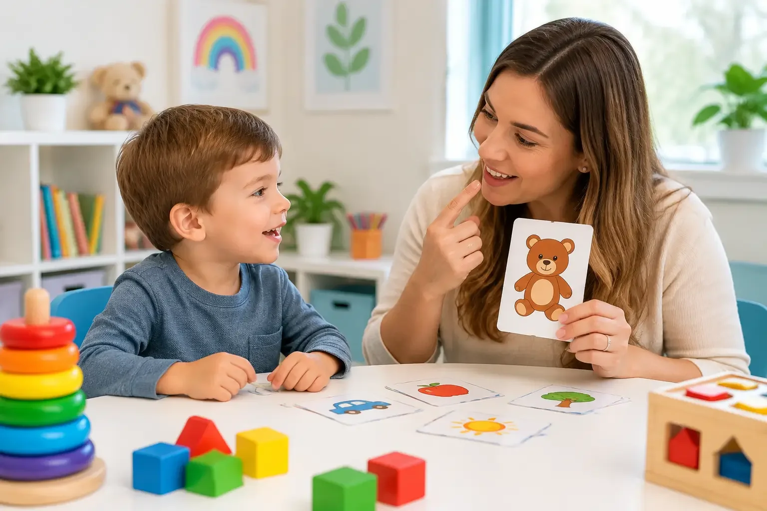 speech-language evaluation activity with a pediatric therapist