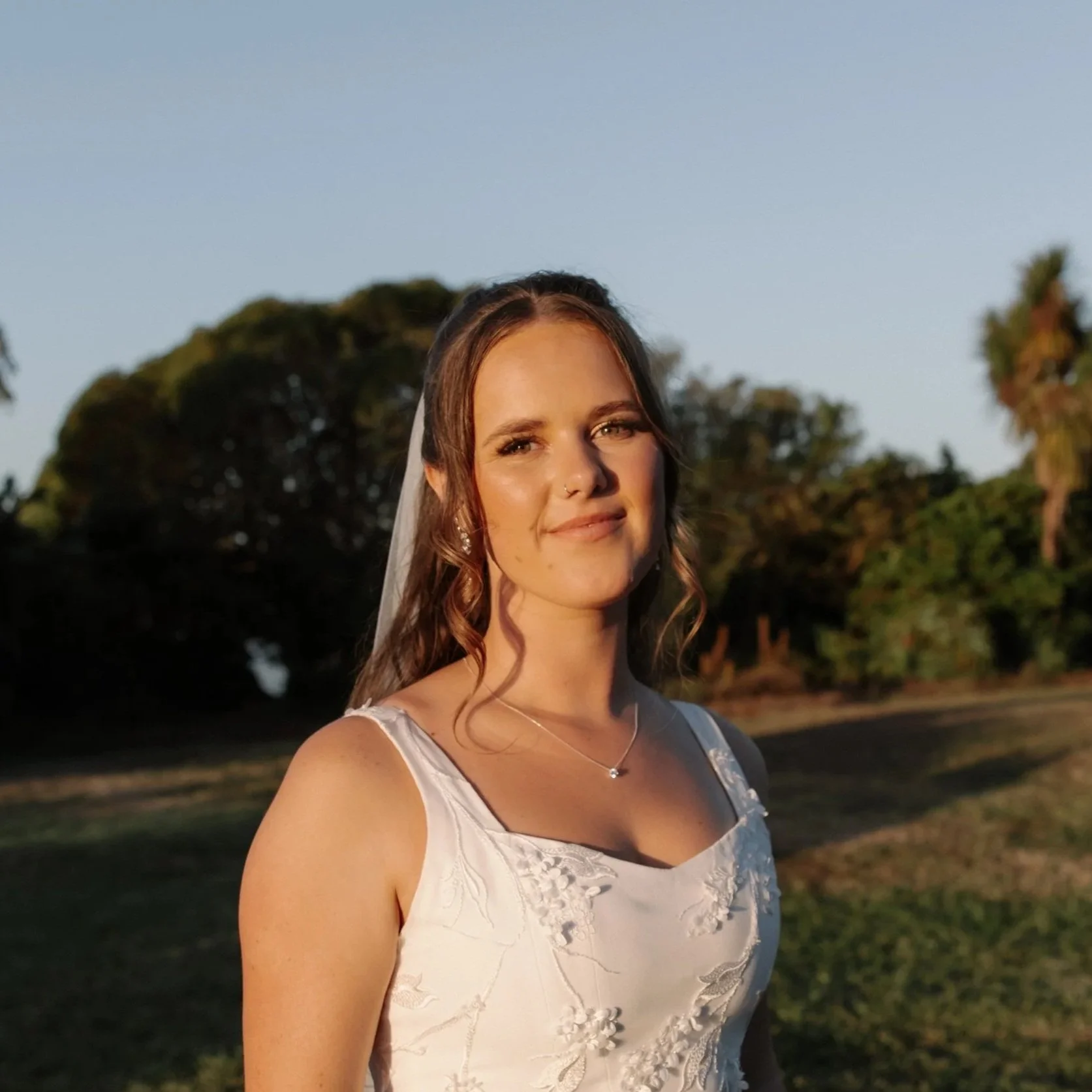 Bride in Nelson at Sunset