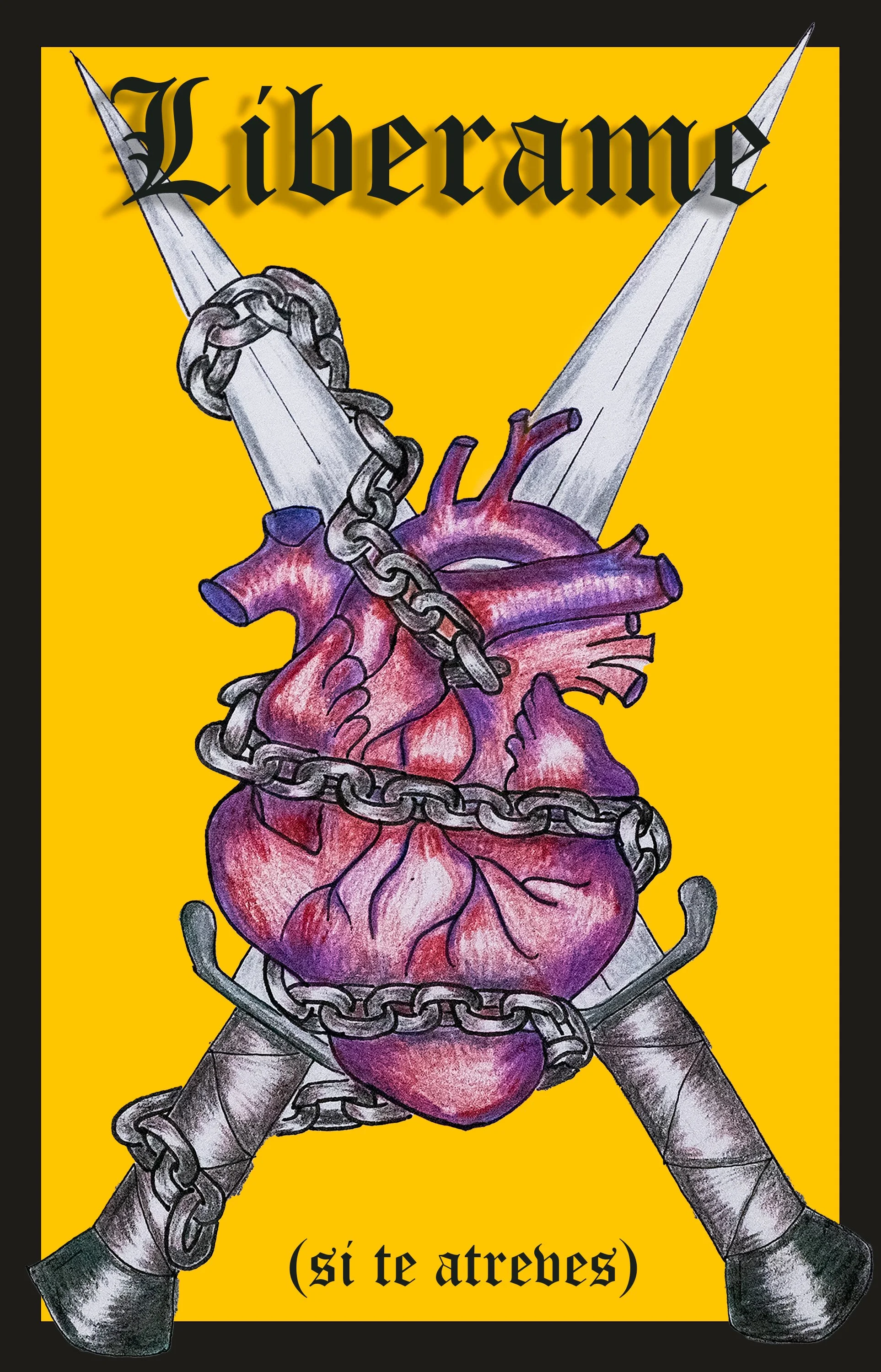 Liberame 
Mixed Media Color pencil on paper and digital art