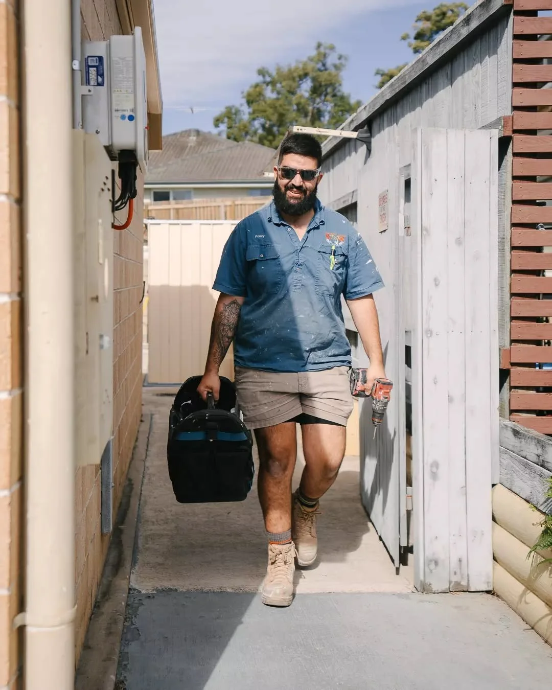 When Fonzie shows up like this, you know things are about to get done ✅ #BathroomRenovation #7to7Bathrooms #TradieLife #QLDRenovations #BathroomExperts