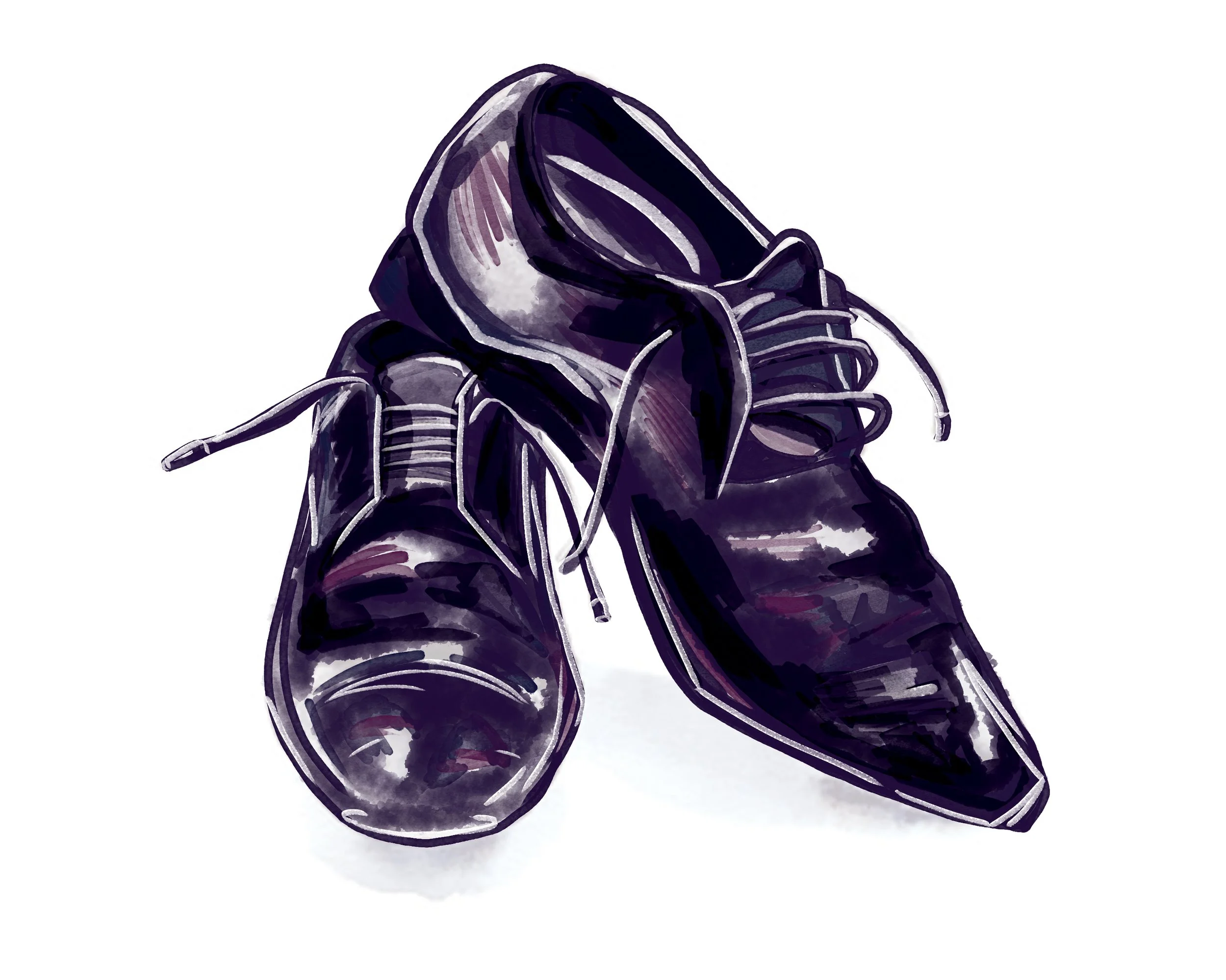 Illustration of a pair of black dress shoes with laces