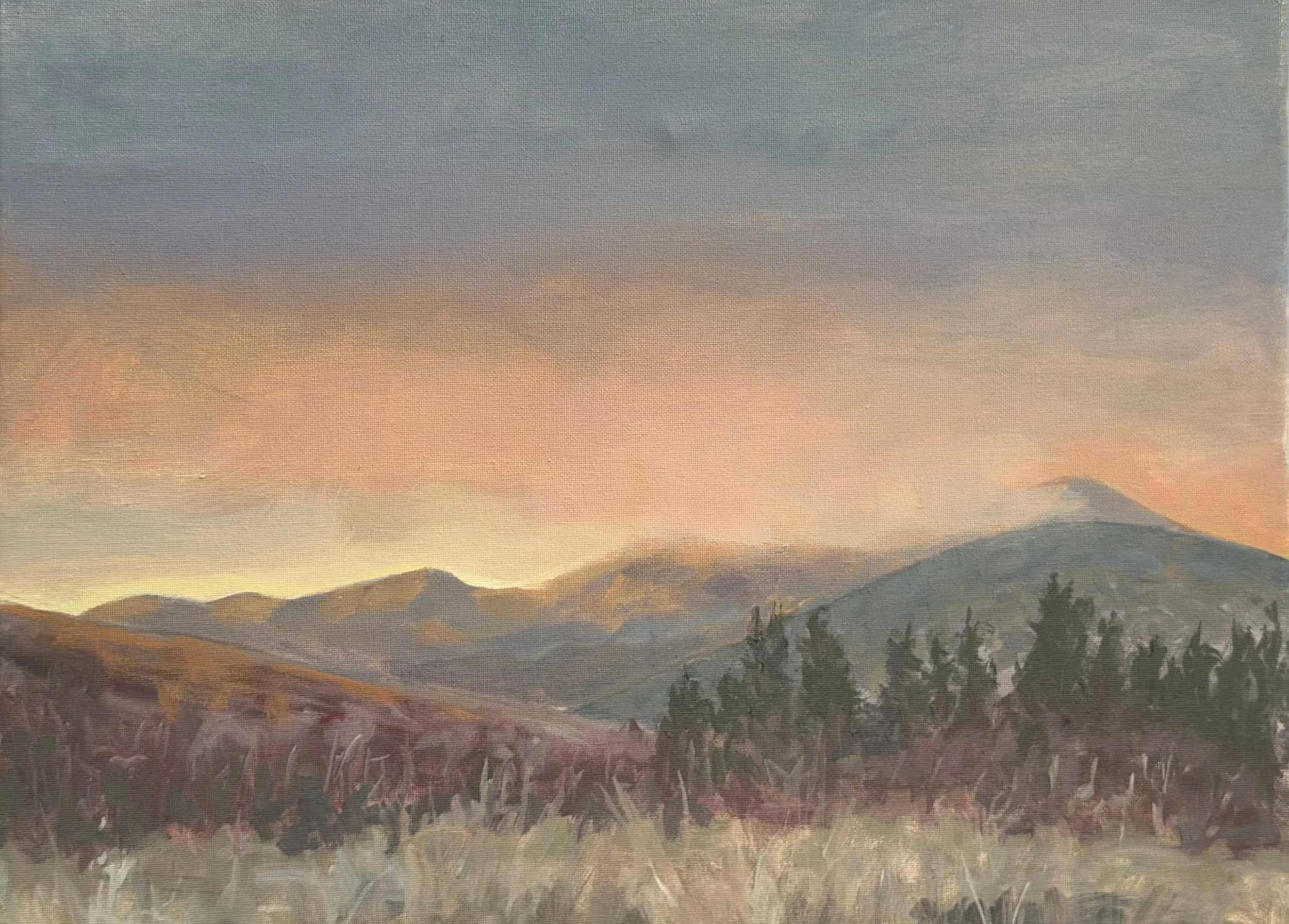 Virginia Lakes, 7:40, 2025, 16x20, Oil on Canvas