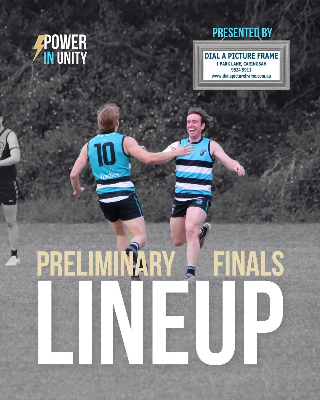 PRELIM FINALS LINEUPS ⚡️⚡️ proudly brought to you by @dialapictureframe 

#gameday #powerinunity