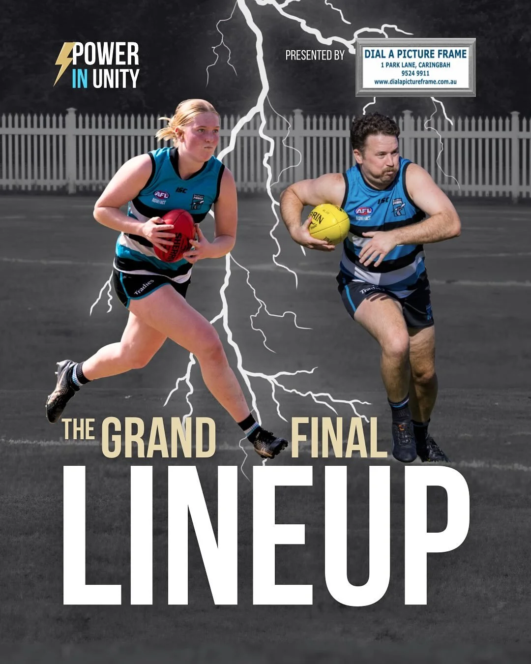 GRAND FINAL LINEUPS ⚡️ proudly brought to you by Dial A Picture Frame 🖼️ 

Watch the games live with commentary on Streamer! 🎥 links below

Womens Division 2 at 11:10AM 
https://streamer.com.au/match/5833

Mens Division 5 at 3:30PM
https://streamer