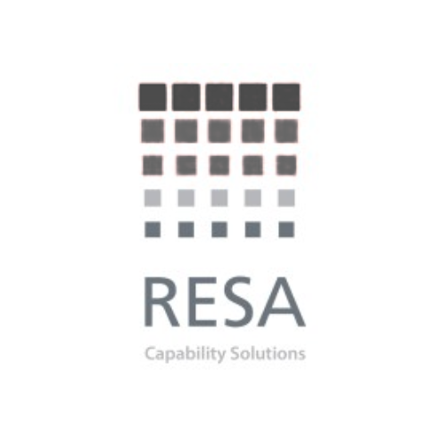 RESA logo with a grid of squares transitioning from dark to light, and the text "RESA Capability Solutions" beneath.