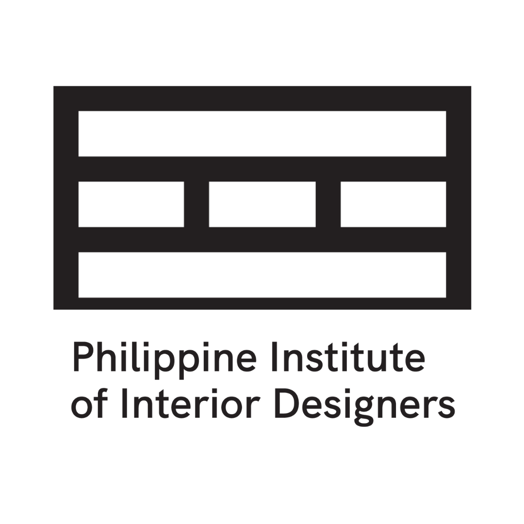 Logo of the Philippine Institute of Interior Designers, featuring a stylized building or structure with horizontal lines and the institute's name underneath.