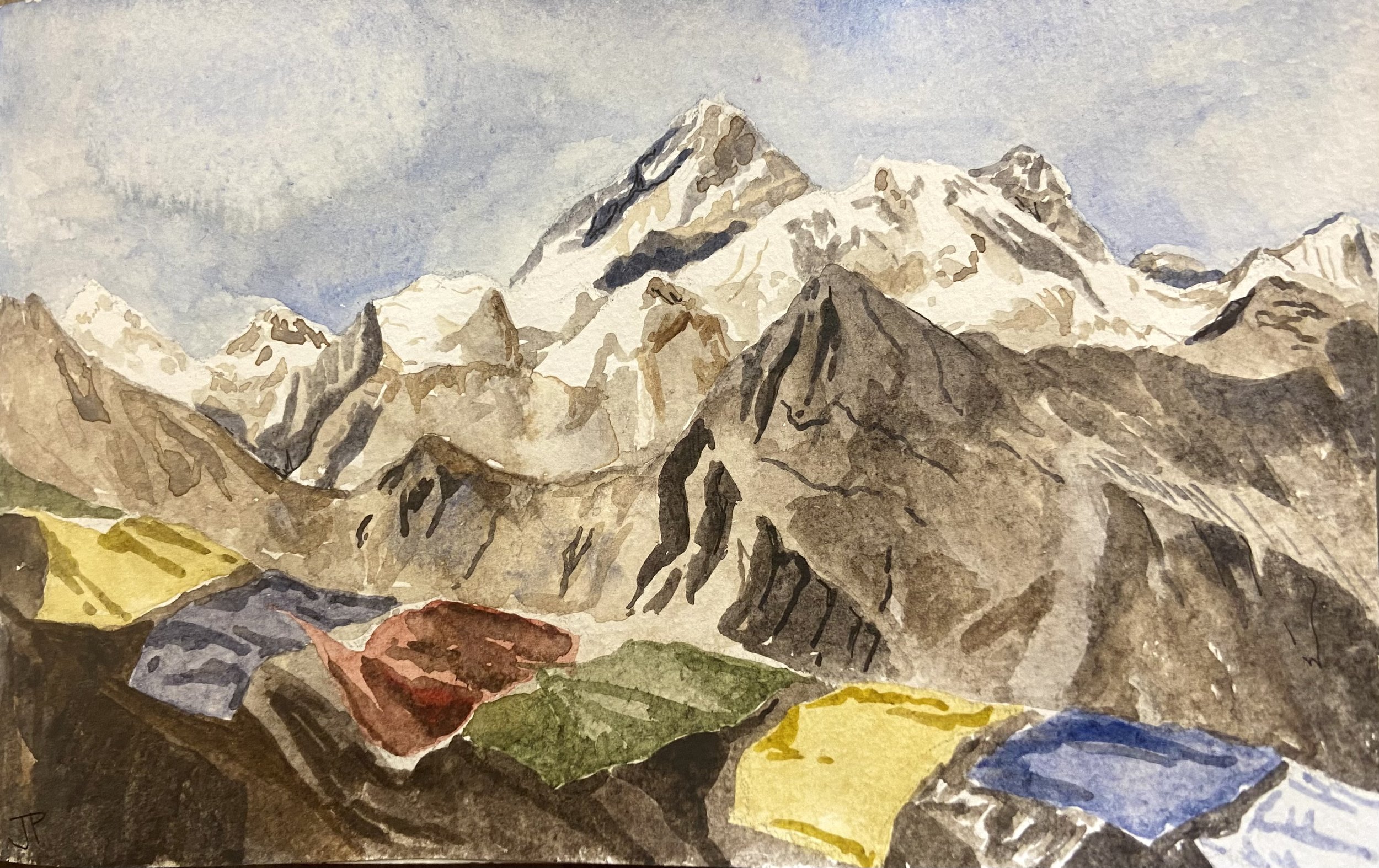 'himalayan giants' watercolor 8 x 5"