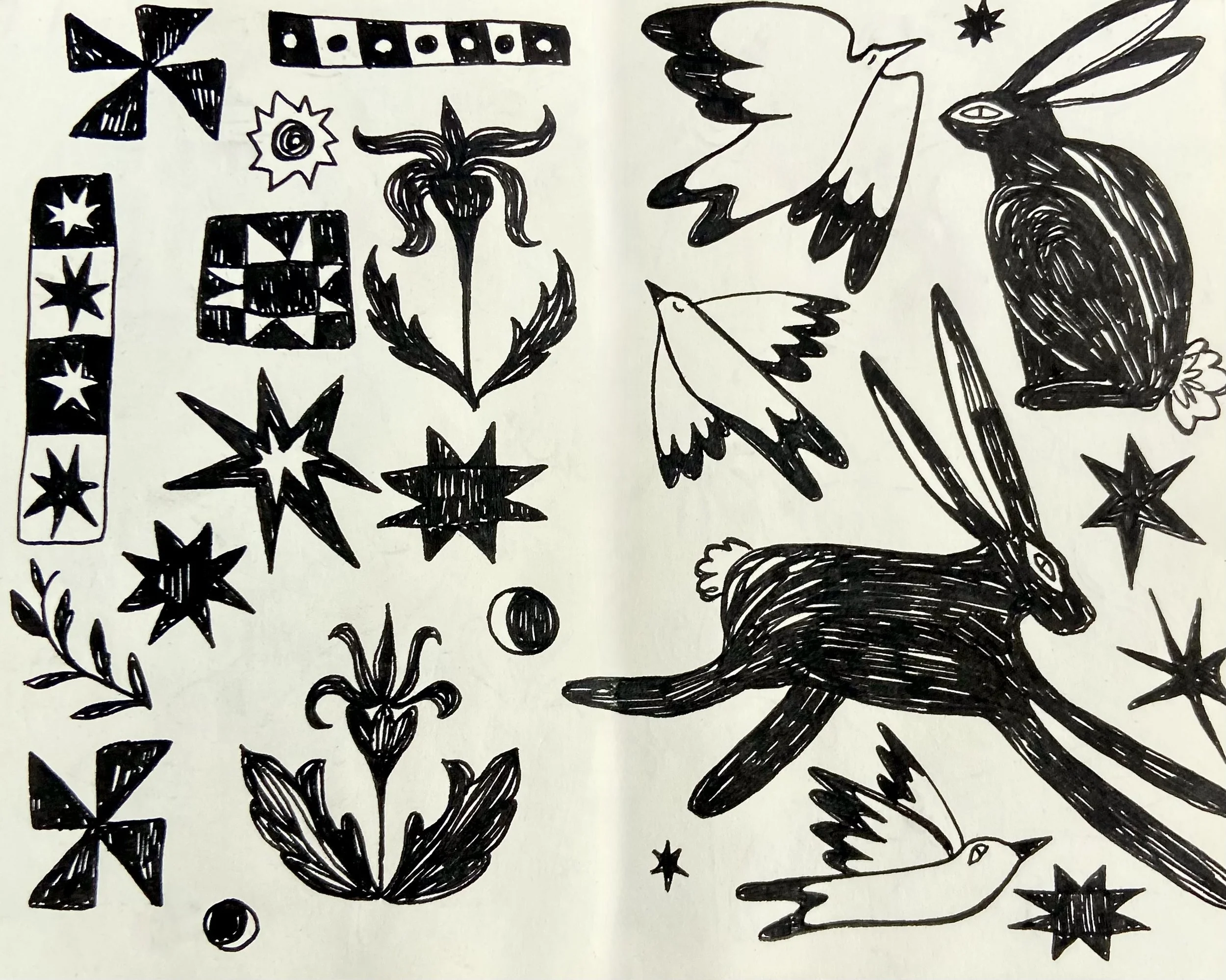 'Quilted rabbits' greeting card