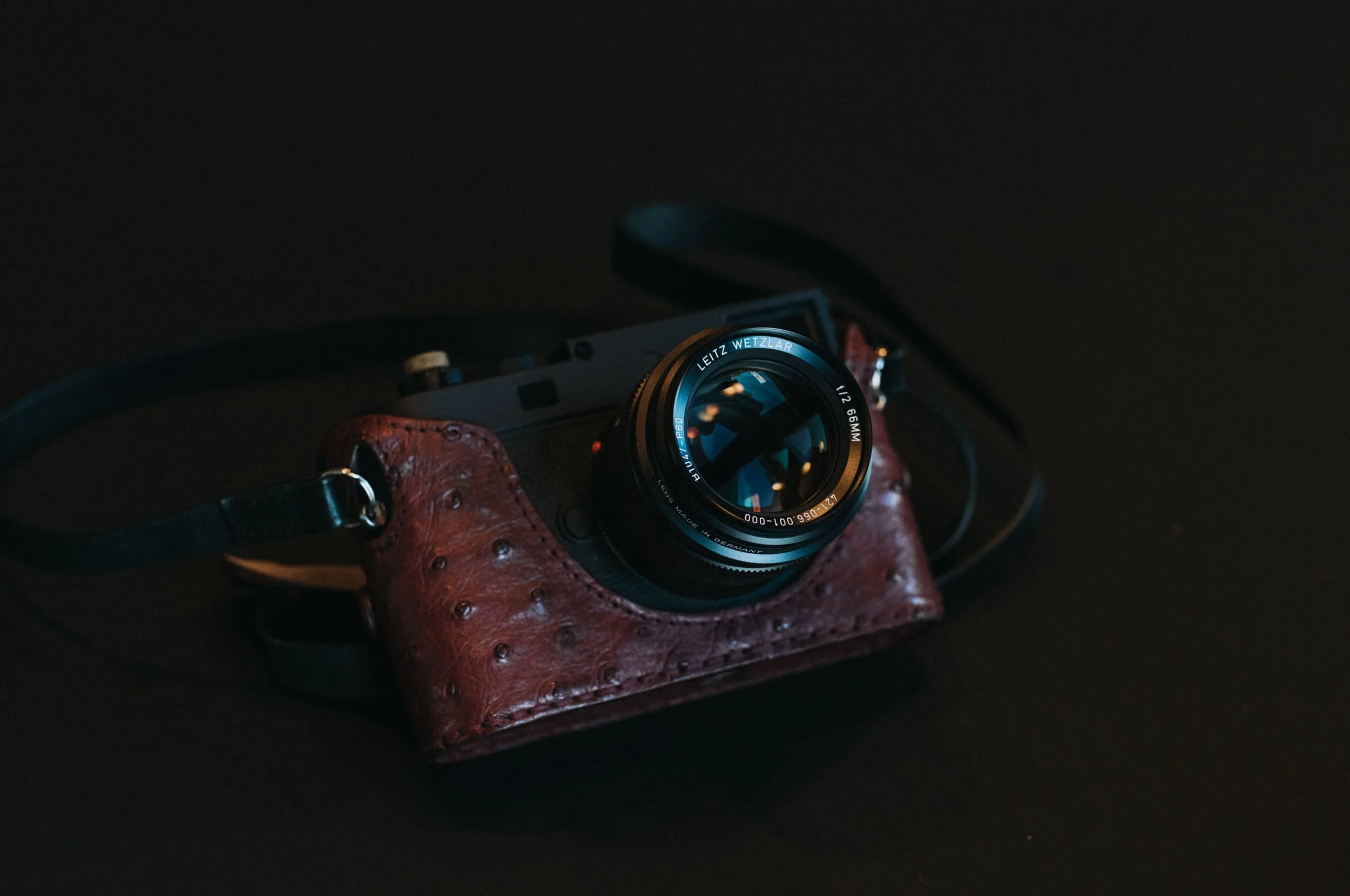 Prototype Leitz Wetzlar 66mm f/2 mounted on a Leica M11-D, showing the early front engraving before the official Summicron-M markings.