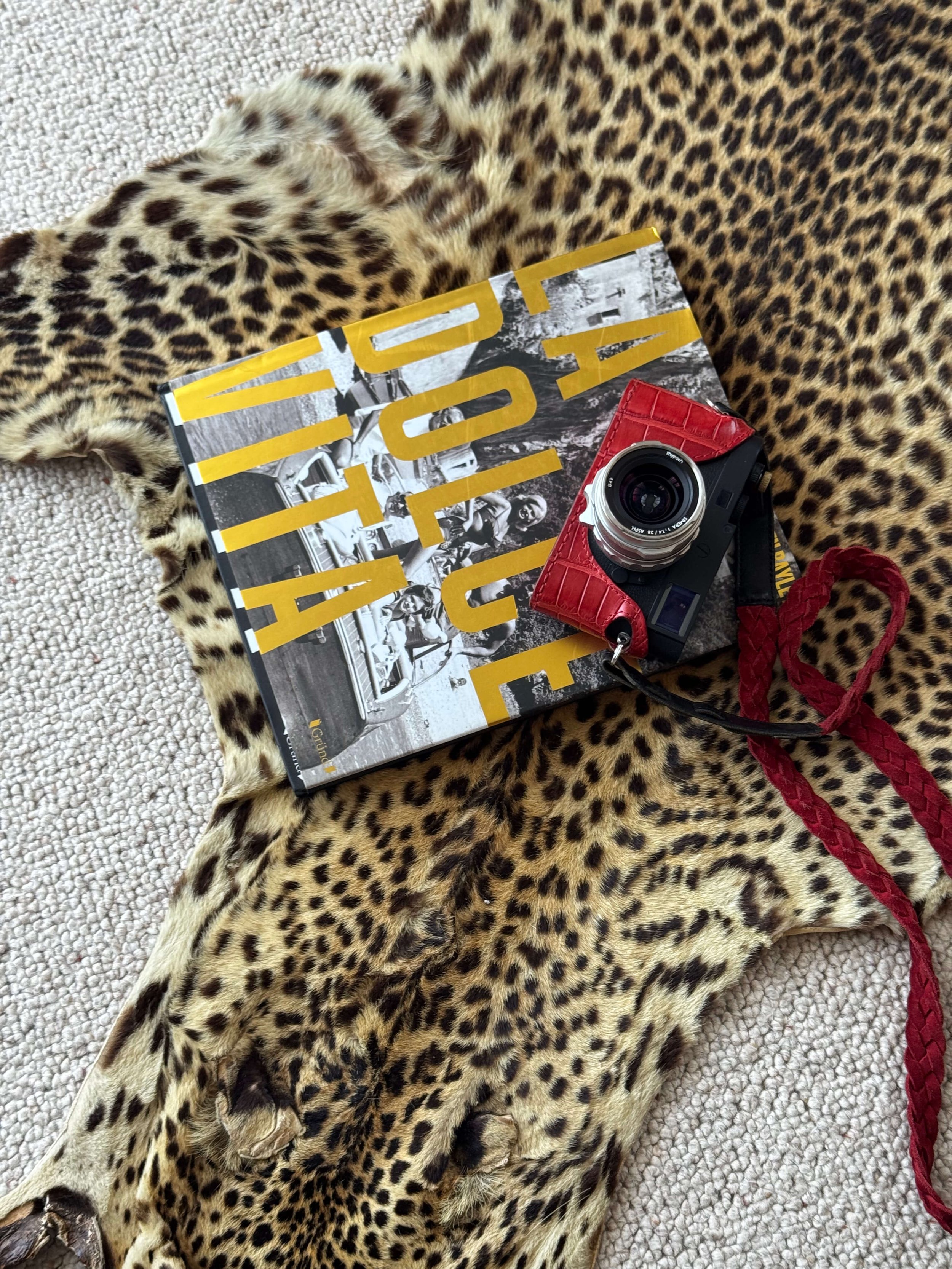 Thypoch Simera 28mm f/1.4 II on Leica M with Angelo Pelle case and La Dolce Vita book detail shot