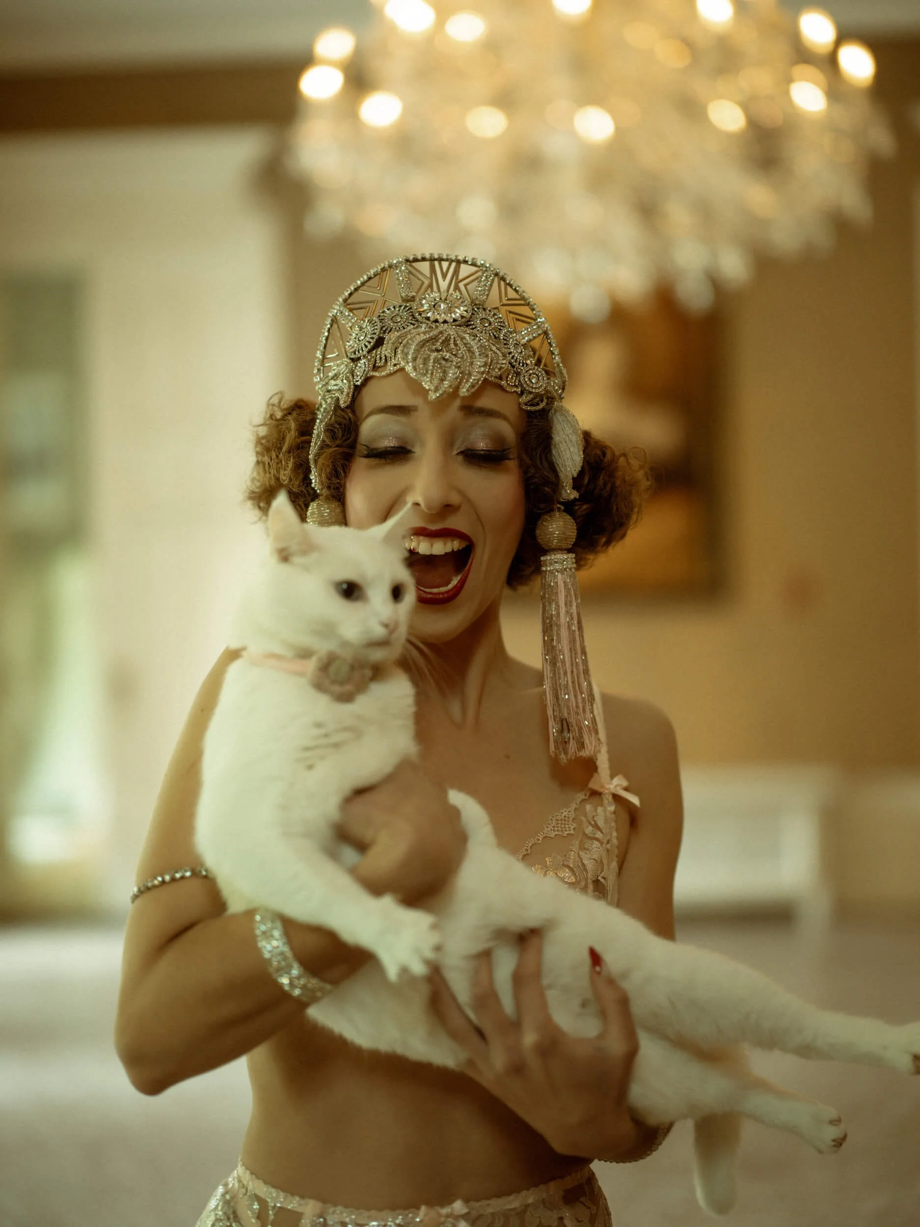 Chanelle and the White Cat at Hallehof
