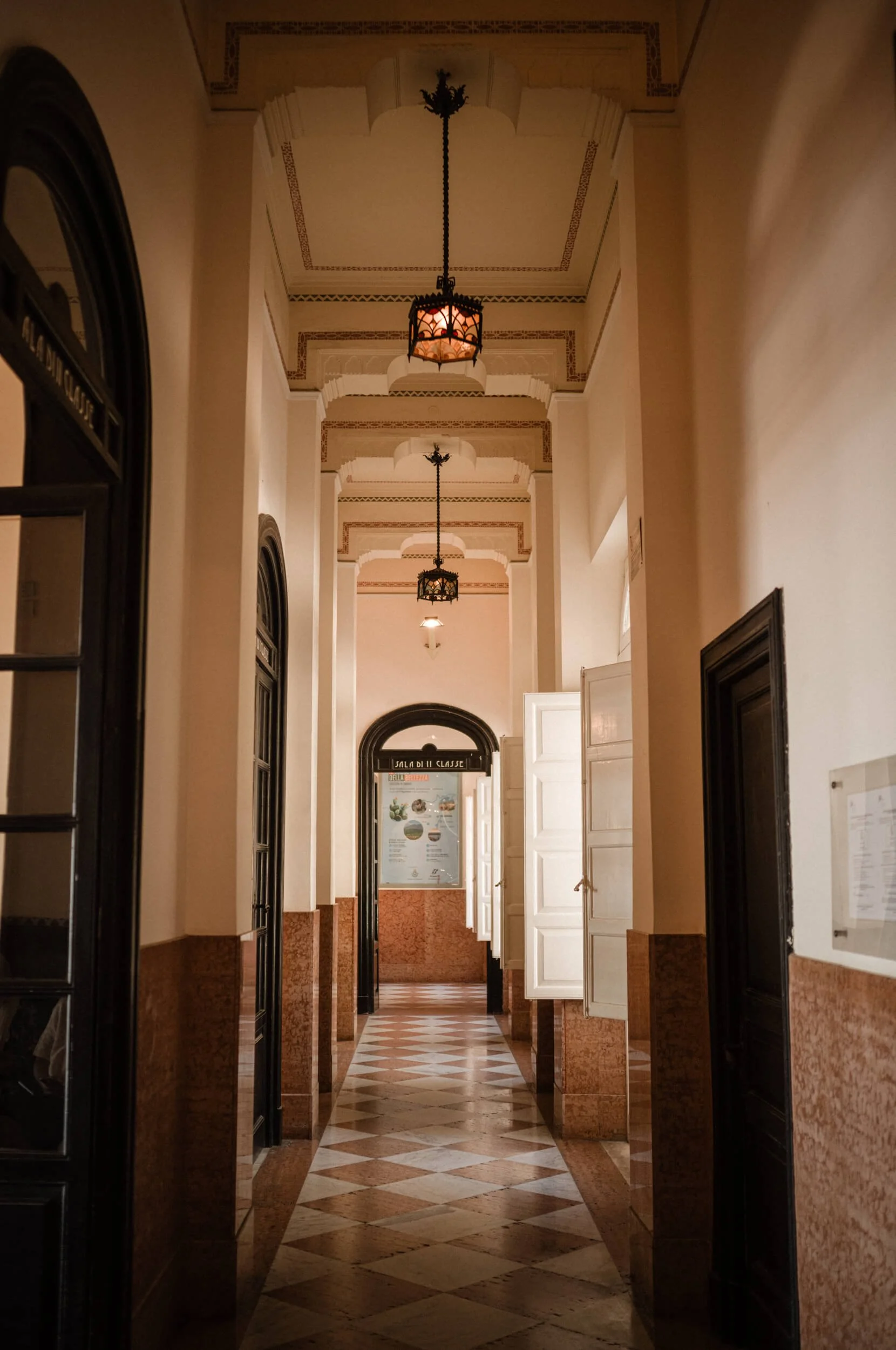 Historic Sicilian corridor photographed with the Thypoch Ksana 35mm f/2 showing balanced contrast, architectural detail and atmospheric rendering