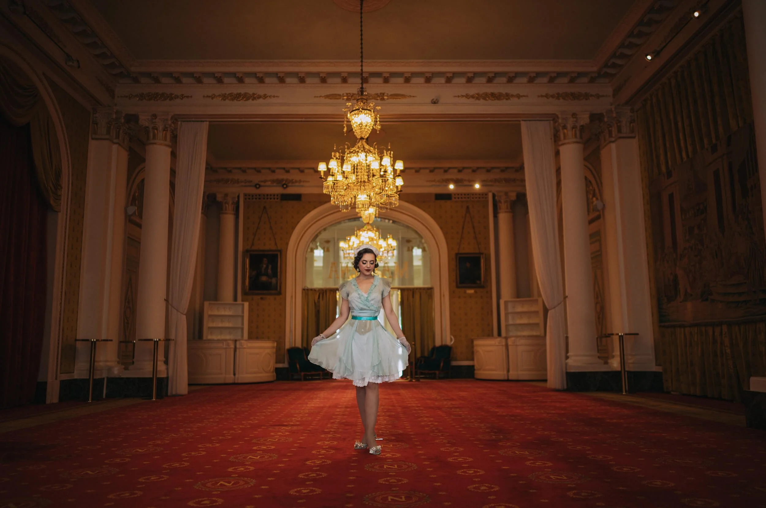 Letizia inside Hotel Negresco Nice shot with Thypoch Simera 28mm f/1.4 II Leica M11-D interior photography