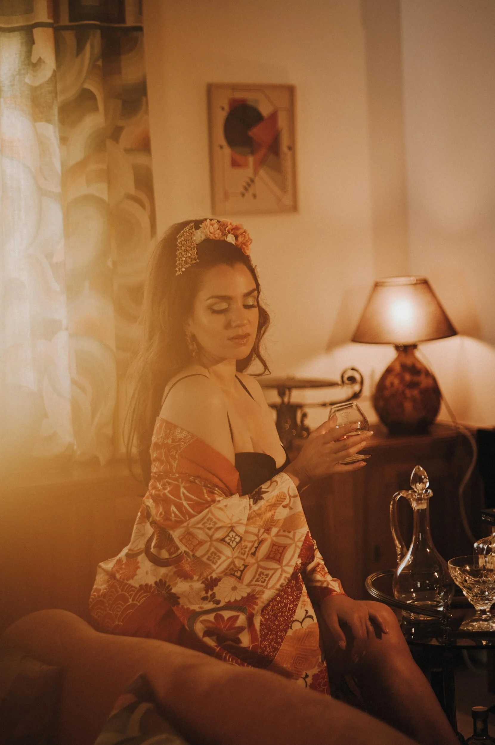 Kimono portrait with soft cinematic glow photographed on Leica M11-D with the Light Lens Lab 75mm f/2 SPII