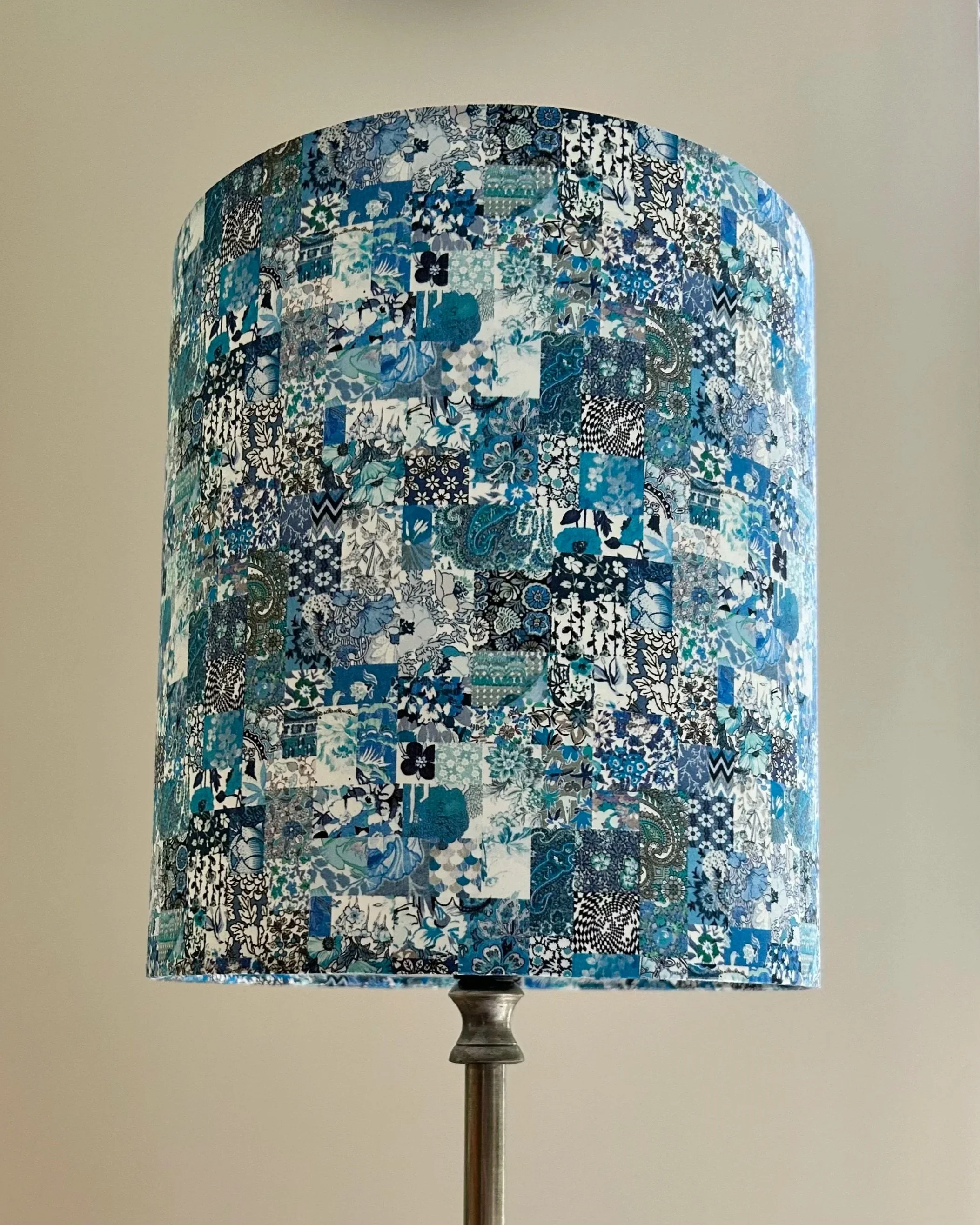 Liberty Archive Lampshade in Blue. Handmade by Milly & Monty Bespoke Lampshades. UK wide delivery