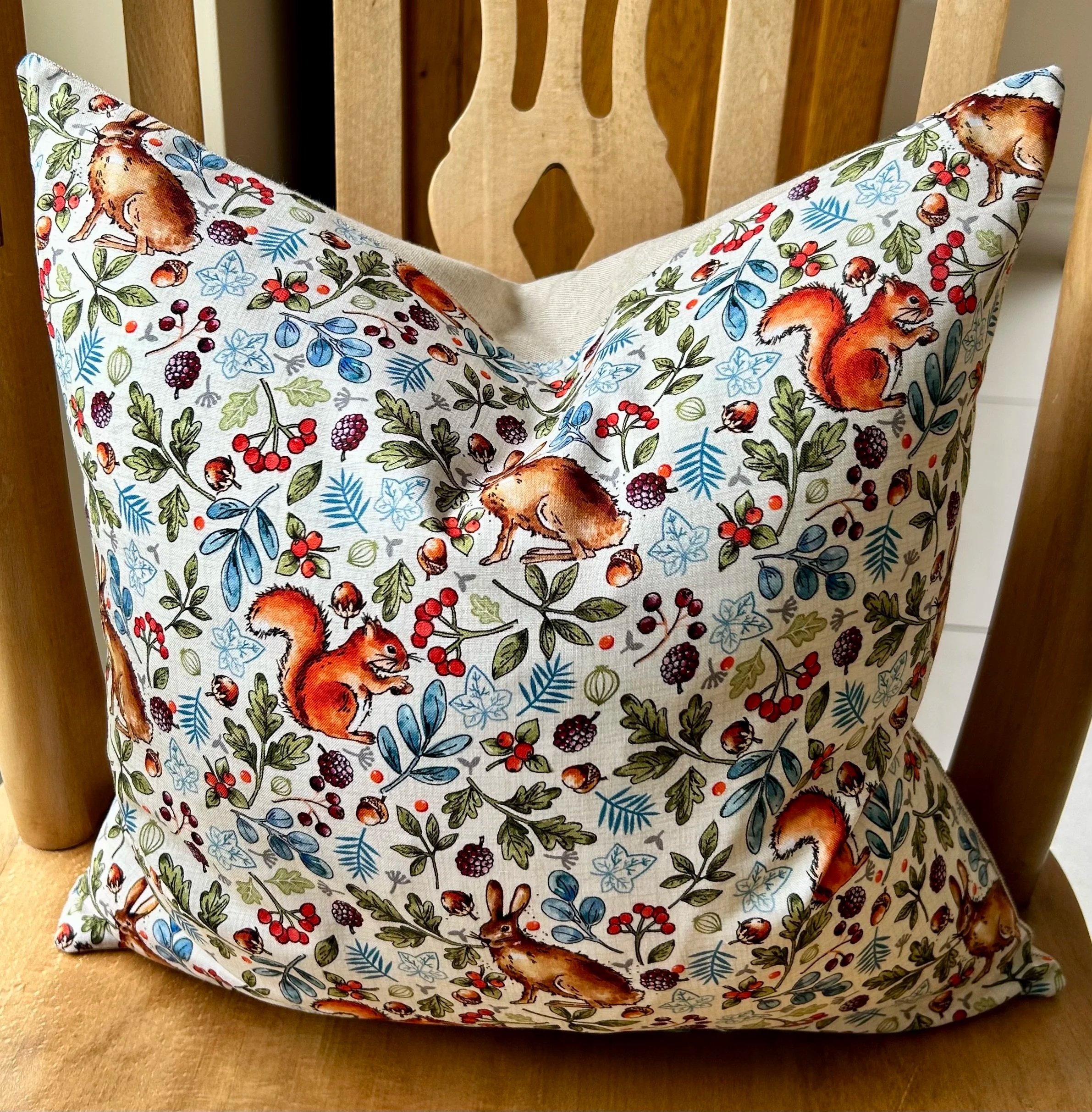 countryside in autumn 40cm square cushion handmade to order by Milly and Monty Bespoke Lampshades
