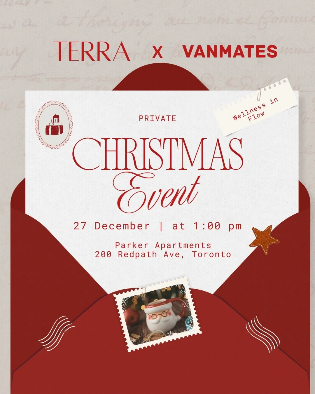 ✨ Terra x Vanmates | 
Private Christmas Gathering ✨

Last gathering of 2025, where wellness, creativity, and meaningful connections come together 🤍

🎶 1:00 &ndash; 2:00 PM | Sky Lounge
Guest arrival &amp; live saxophone performance by @nazir_alimow