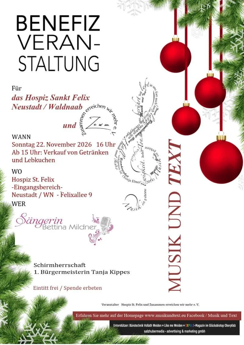 Einladung zu einer Benefiz Veranstaltung von Zusammen erreichen wir mehr e. V. zu Gunsten der Hospizarbeit.