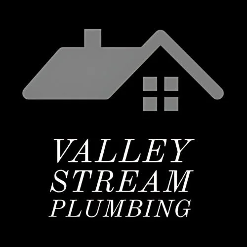 Valley Stream Plumbing logo with house icon on black background