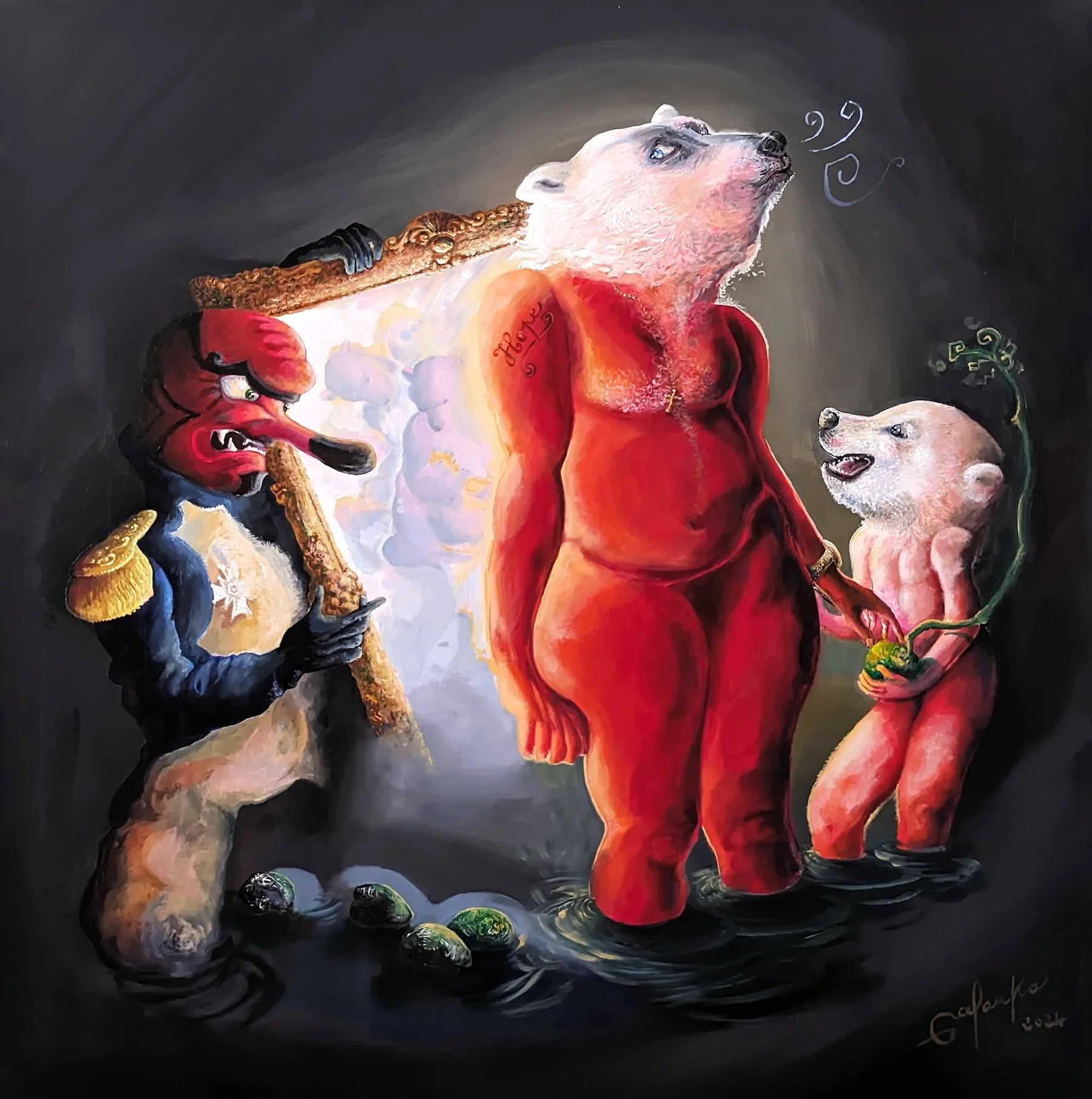 Le corps qu’ils ont corrigé, peinture de Galanka issue du cycle Wildate.