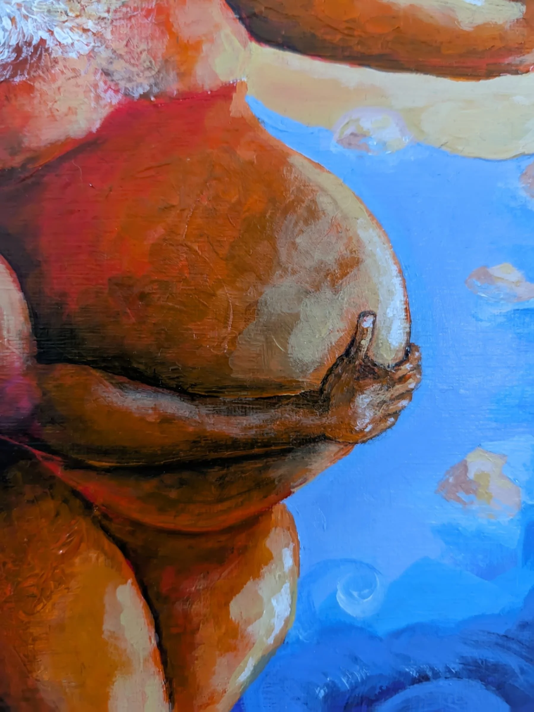 Détail d’un torse et d’une main peints par Galanka.