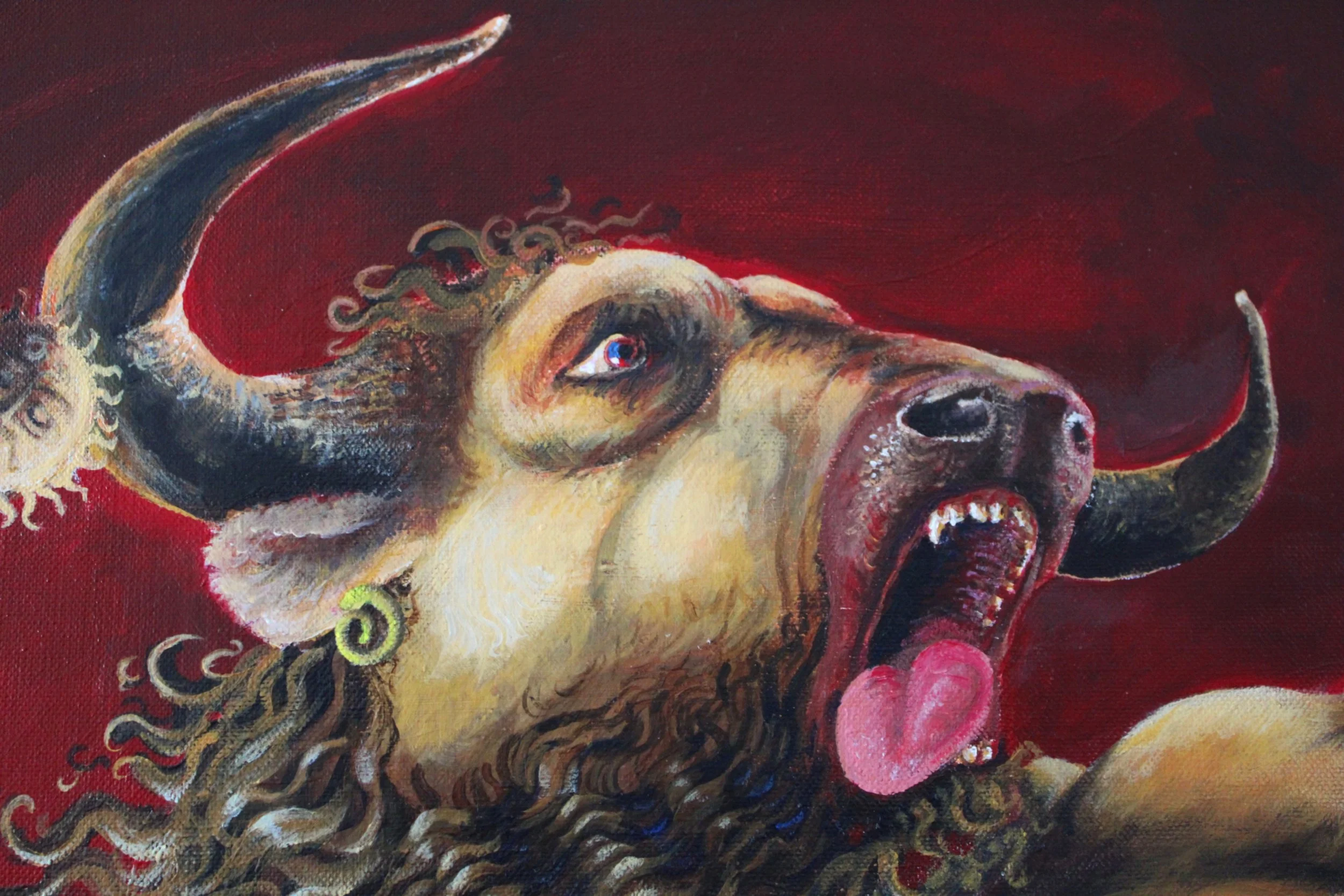 Détail du visage d’une figure peinte par Galanka.