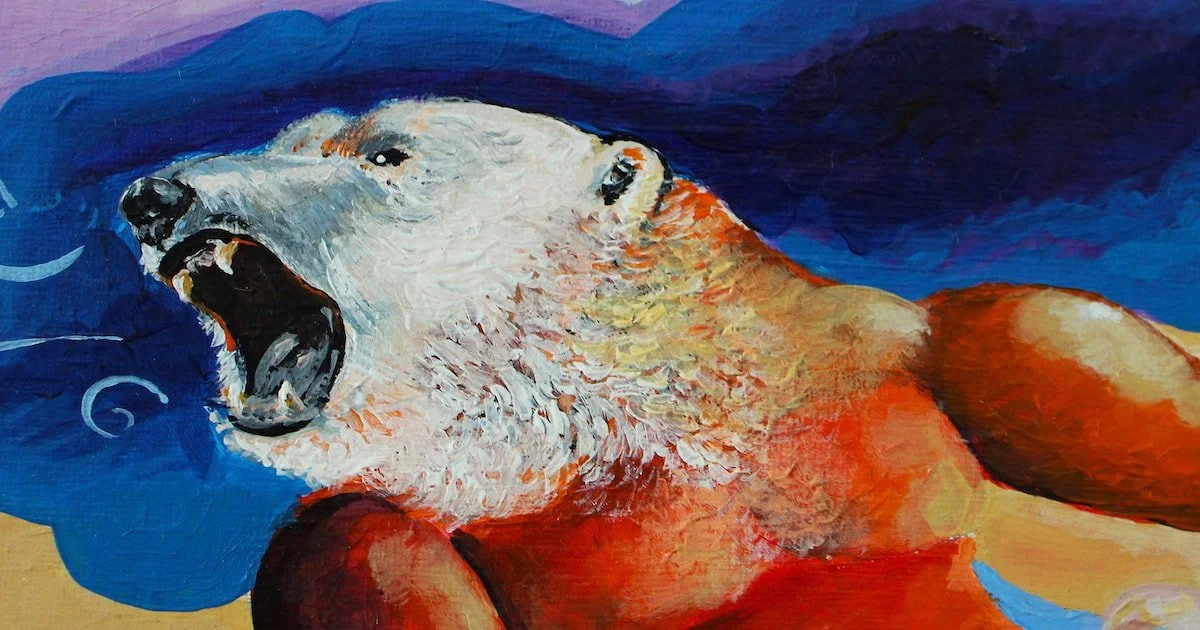 Détail de Né dans une voix qui n’est pas la sienne (série Wildate) de Galanka. Fragment d’un visage en tension dans la composition.