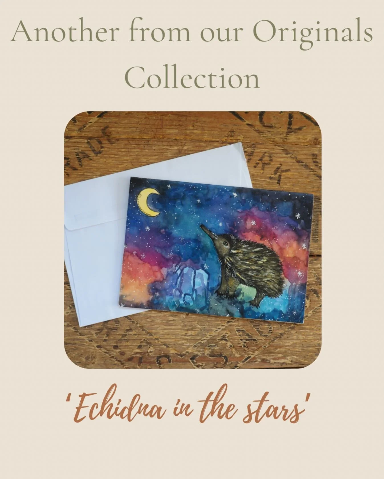 Meet our little night explorer! A curious echidna wandering beneath a colourful sky and the quiet glow of a crescent moon. Proof that even the quietest creatures can have the most colourful adventures 💌