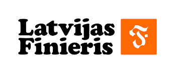 Latvijas Finieris logo with stylized orange symbol