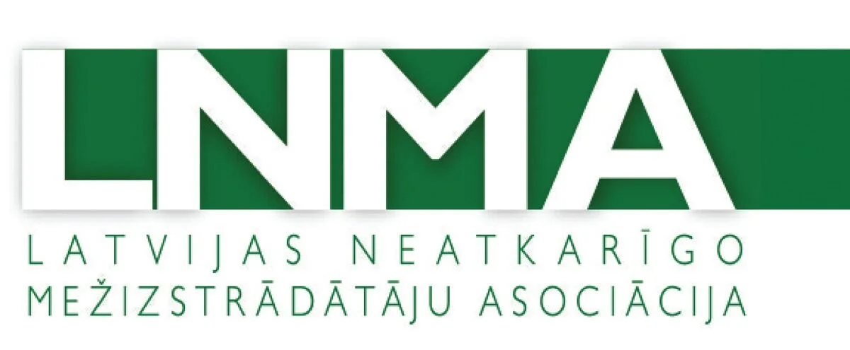 Logo of Latvijas Neatkarīgo Mežizstrādātāju Asocijacija (LNMA) with green text on a white background.