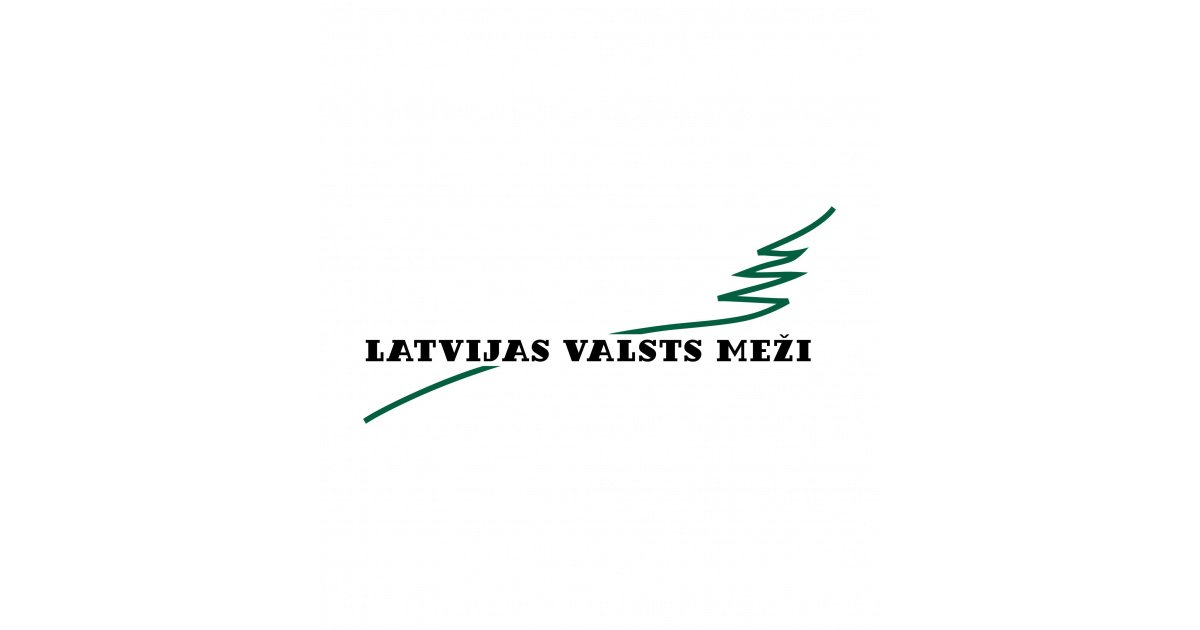 Latvijas Valsts Meži logo with a stylized green tree design.