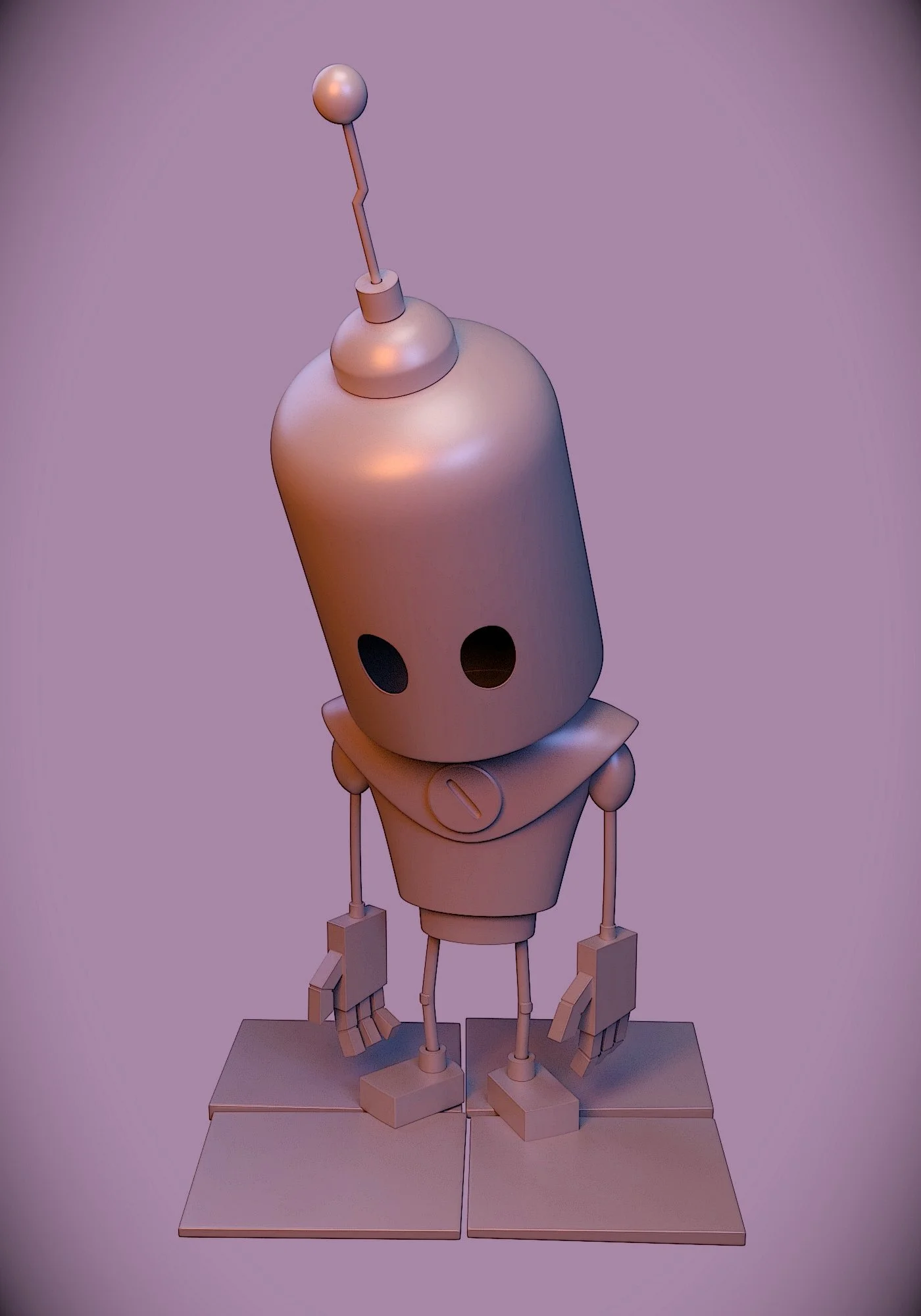 Cartoon robot - Clay render
