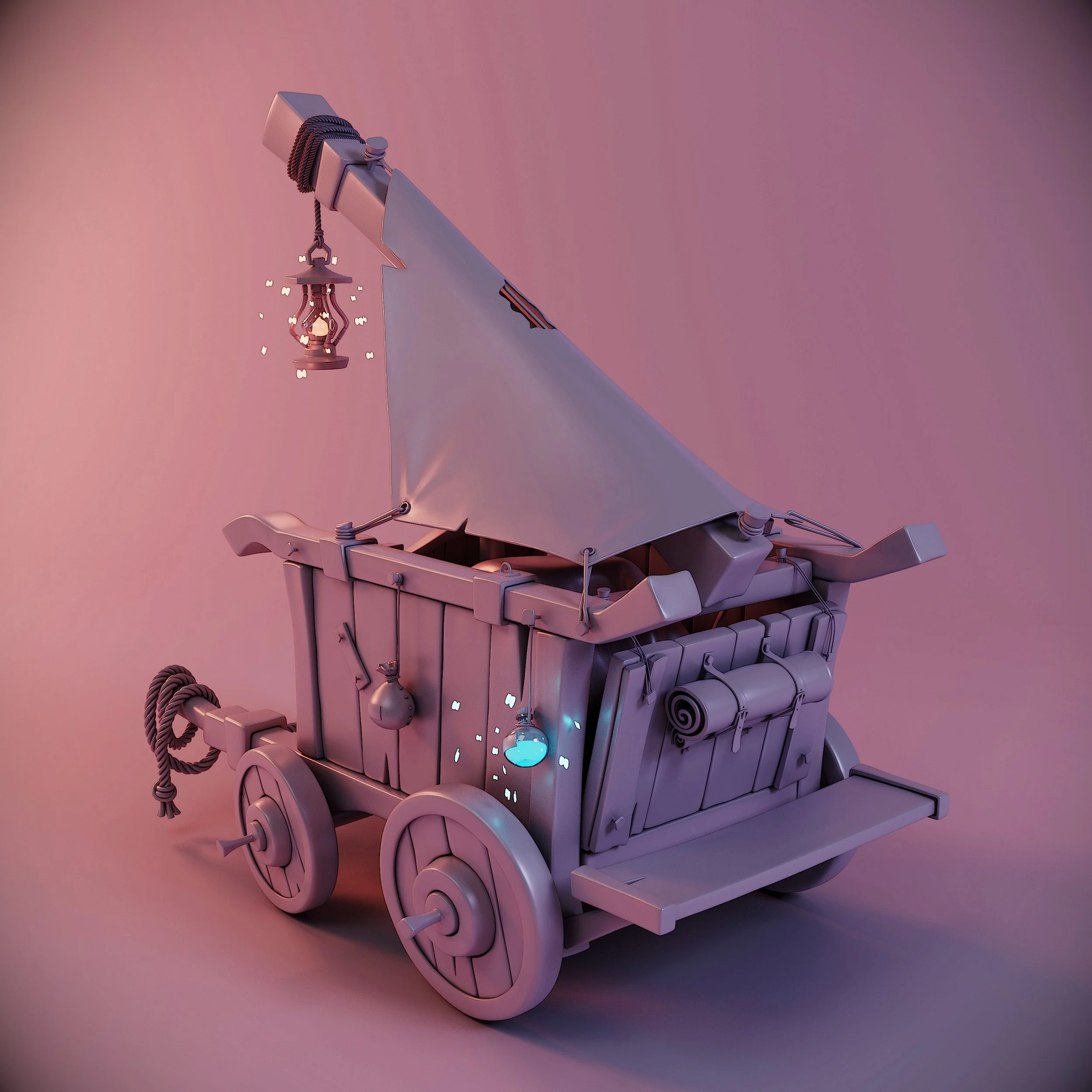 Sendarian wagon - Clay render back
