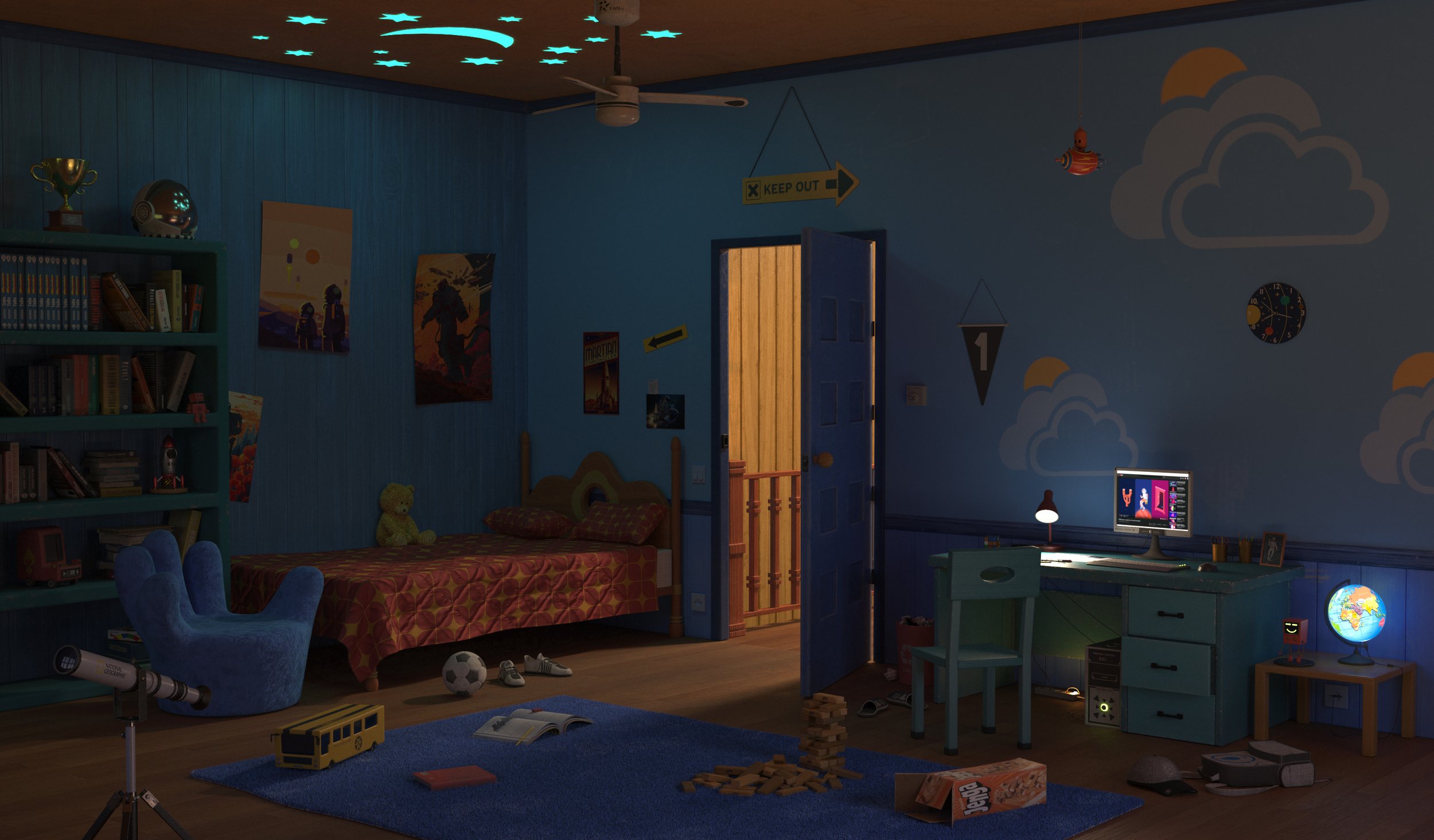 Child Bedroom - Color render night