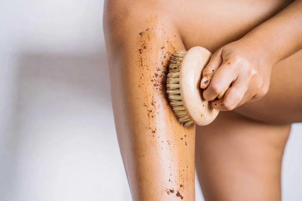 Dry brushing the leg