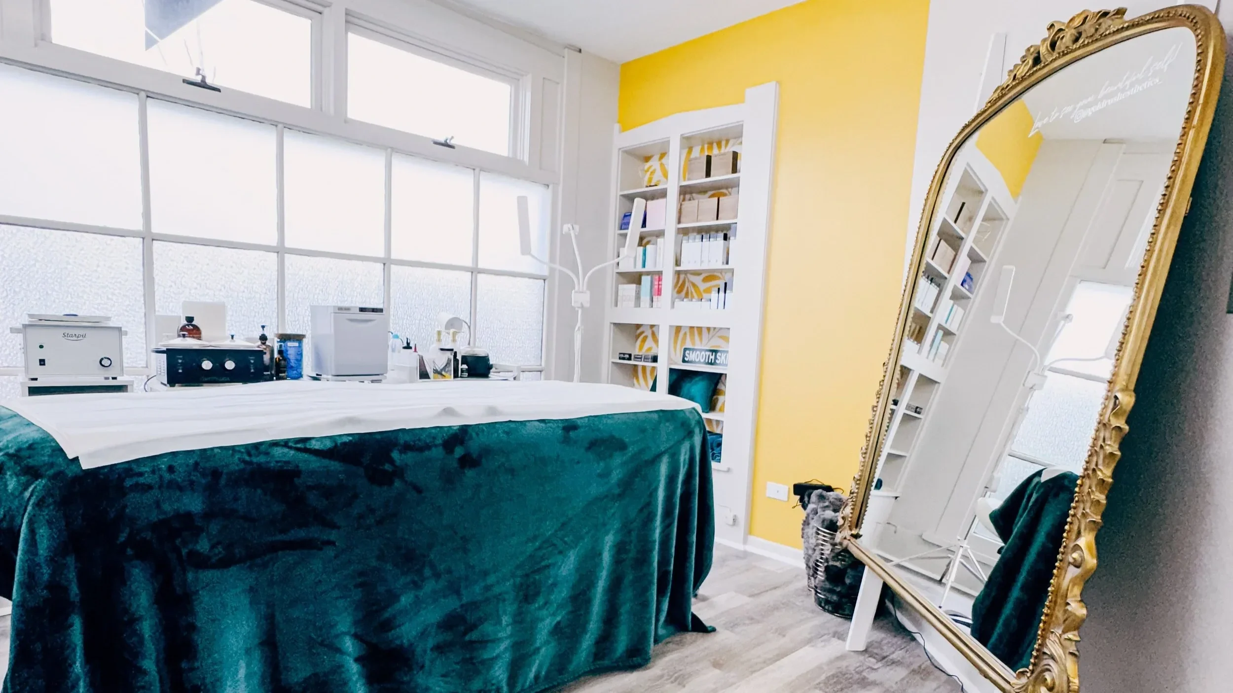 Private waxing studio treatment room at Gold Rush Esthetics in Denver