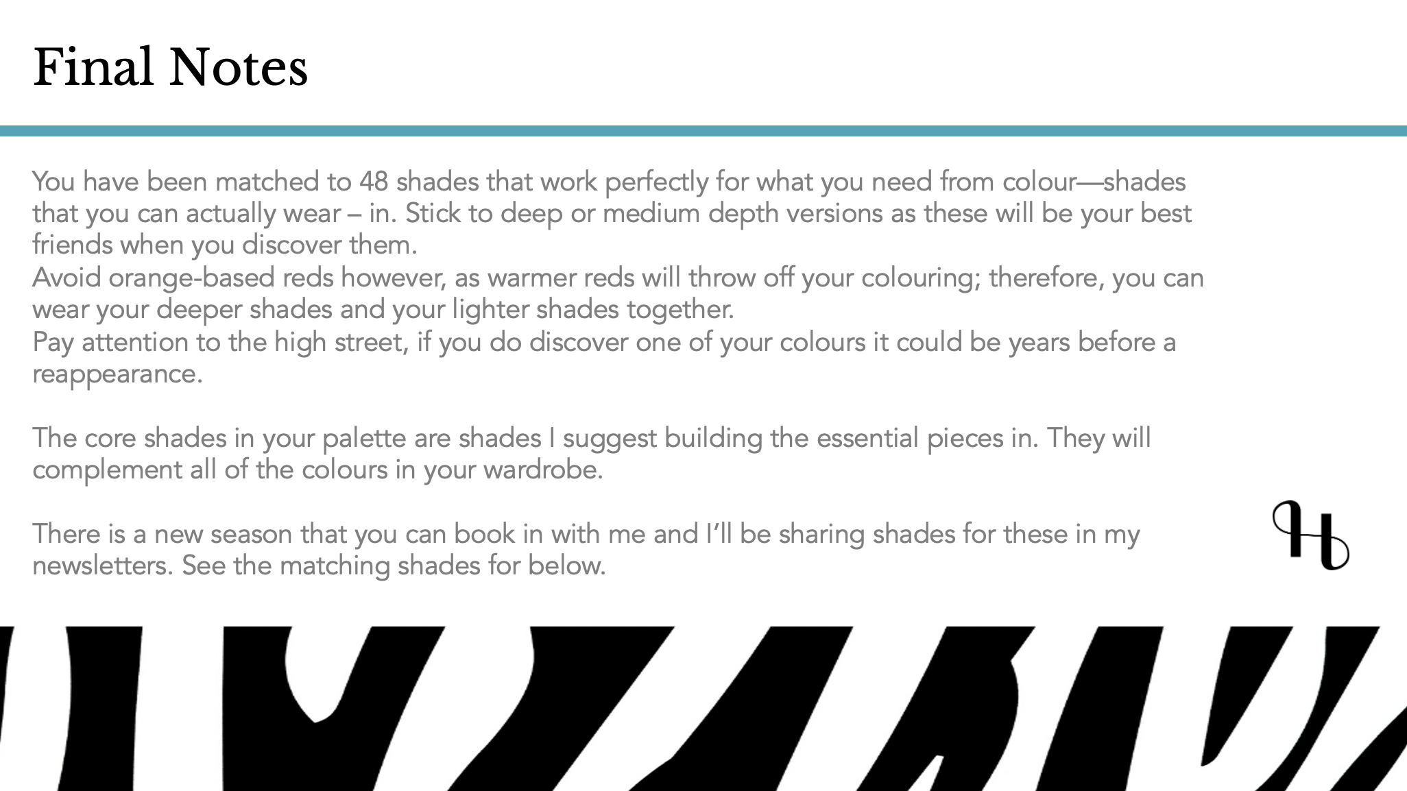 final notes for a clients colour report